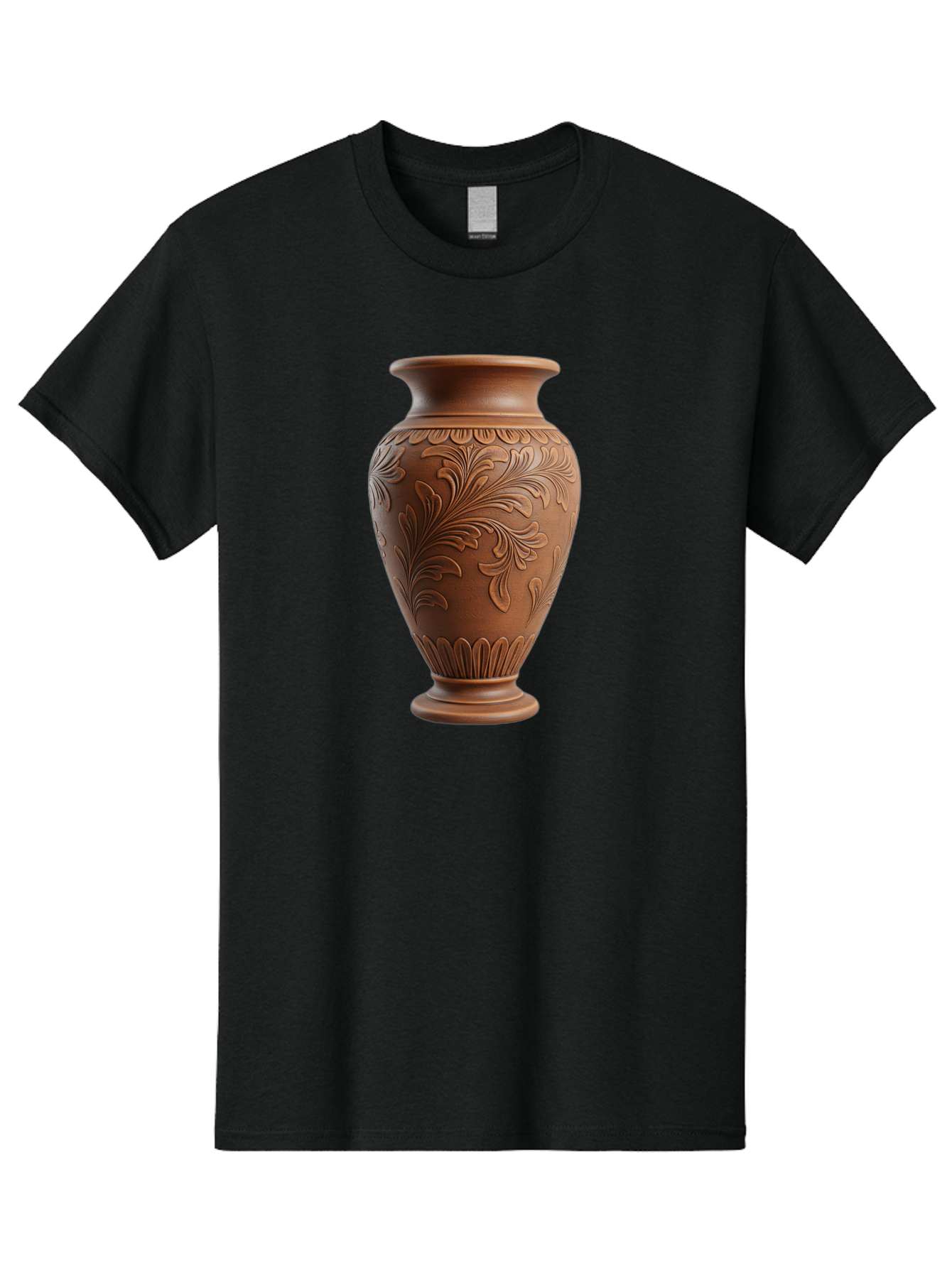 Clay-Vase-With-Floral-Pattern Men'S Graphic Tee, 100% Cotton, Comfortable Casual Summer Wear, Machine Washable, Terracotta Vase, Clay Pottery, Ornate Design, Floral Pattern, Traditional Craftsmanship, Earthy Tones, Vintage Decor, Home Decor, Baa331 7