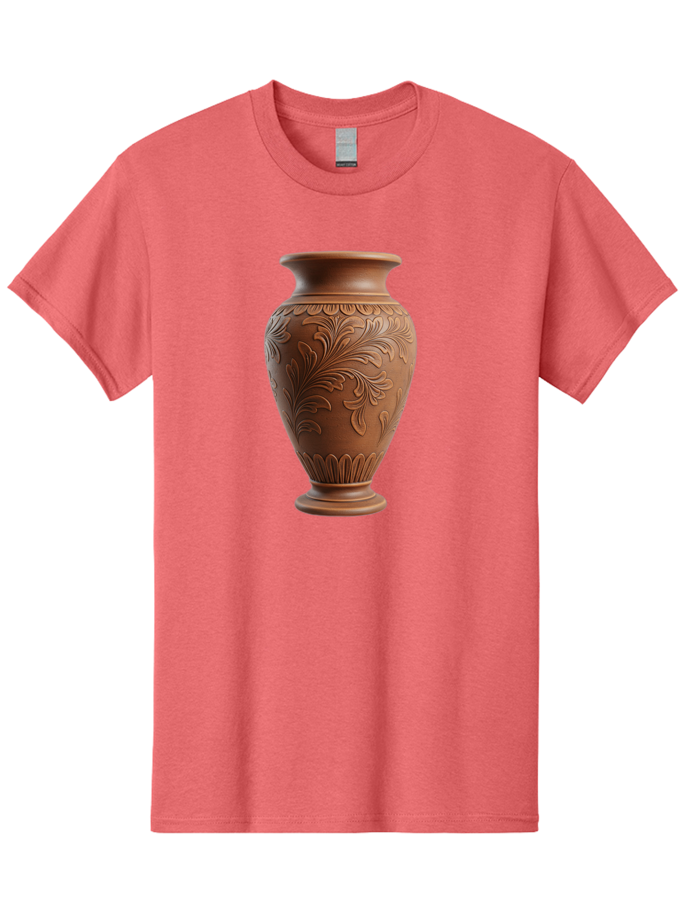 Clay-Vase-With-Floral-Pattern Men'S Graphic Tee, 100% Cotton, Comfortable Casual Summer Wear, Machine Washable, Terracotta Vase, Clay Pottery, Ornate Design, Floral Pattern, Traditional Craftsmanship, Earthy Tones, Vintage Decor, Home Decor, Baa331 15