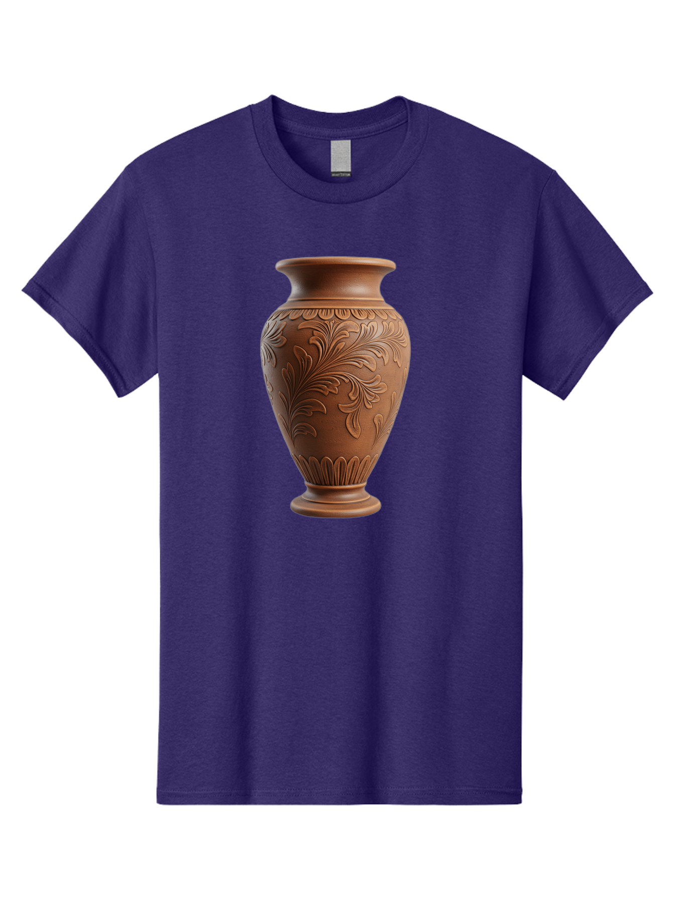 Clay-Vase-With-Floral-Pattern Men'S Graphic Tee, 100% Cotton, Comfortable Casual Summer Wear, Machine Washable, Terracotta Vase, Clay Pottery, Ornate Design, Floral Pattern, Traditional Craftsmanship, Earthy Tones, Vintage Decor, Home Decor, Baa331 27