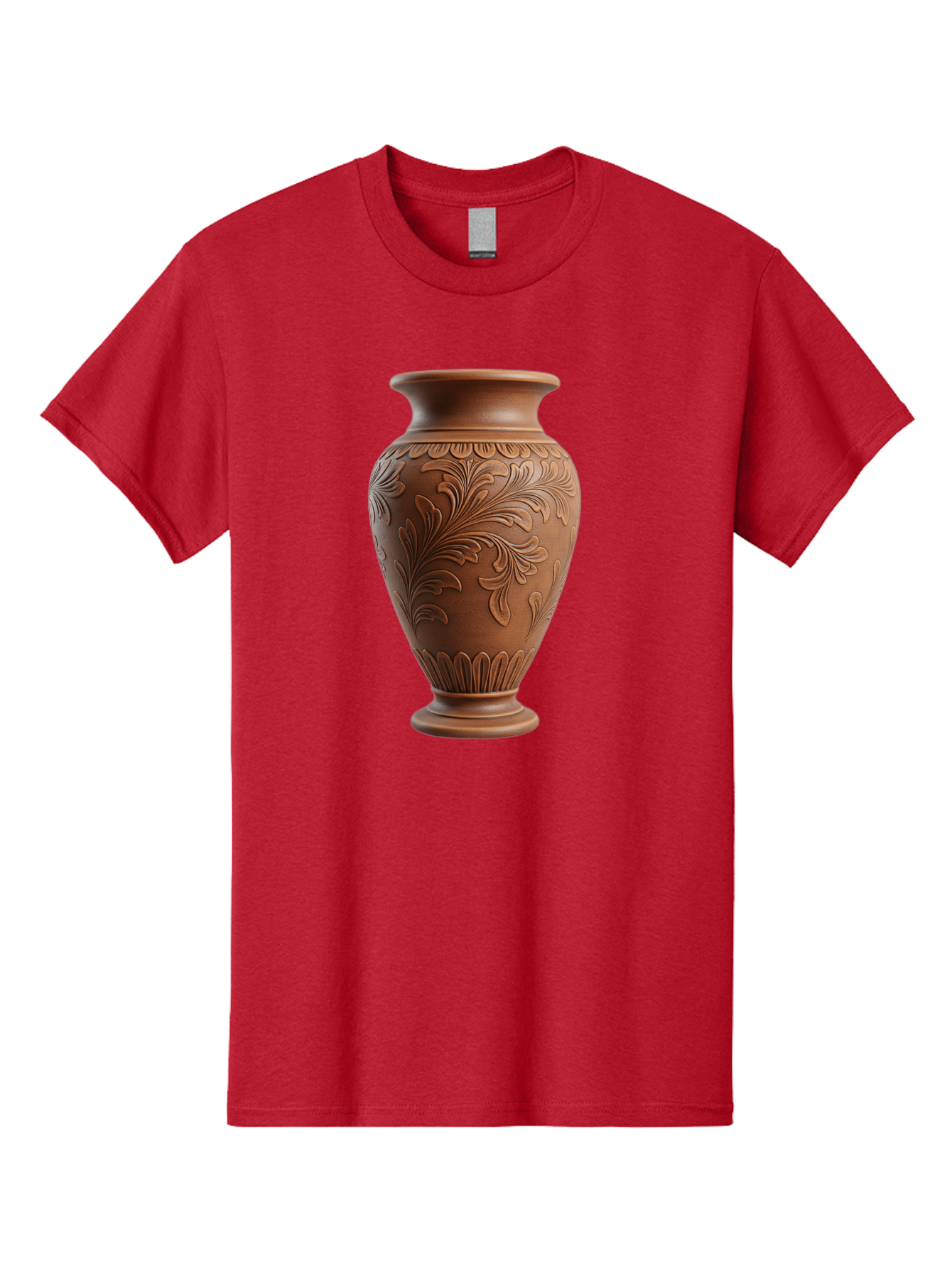 Clay-Vase-With-Floral-Pattern Men'S Graphic Tee, 100% Cotton, Comfortable Casual Summer Wear, Machine Washable, Terracotta Vase, Clay Pottery, Ornate Design, Floral Pattern, Traditional Craftsmanship, Earthy Tones, Vintage Decor, Home Decor, Baa331 9