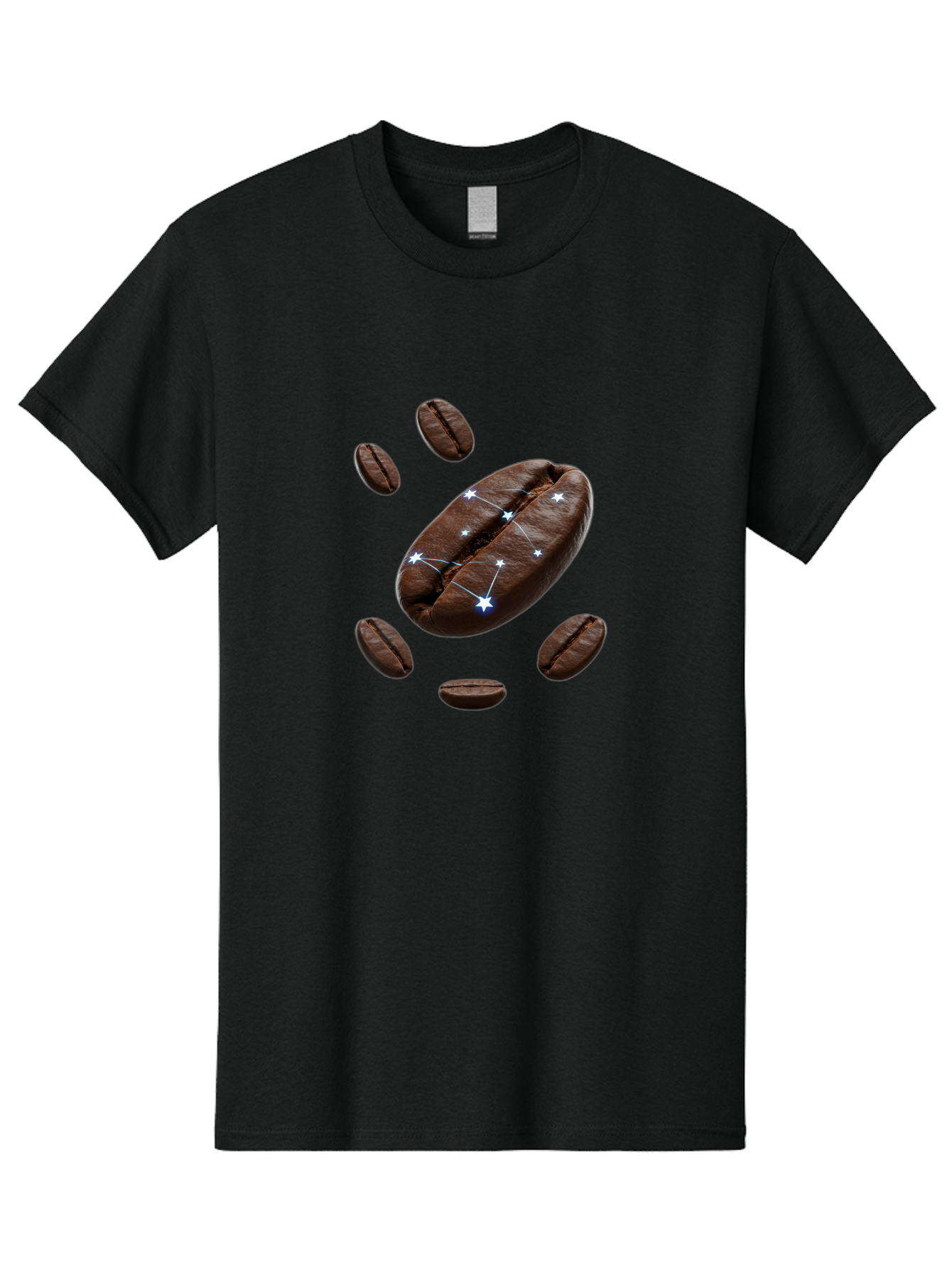 Coffee-Bean-Constellation Men'S Graphic Tee, 100% Cotton, Comfortable Casual Summer Wear, Machine Washable, Coffee Beans, Constellation Pattern, Stars, Creative Design, Surreal Art, Coffee Lover, Unique Artwork, Abstract Illustration, Baa334 29
