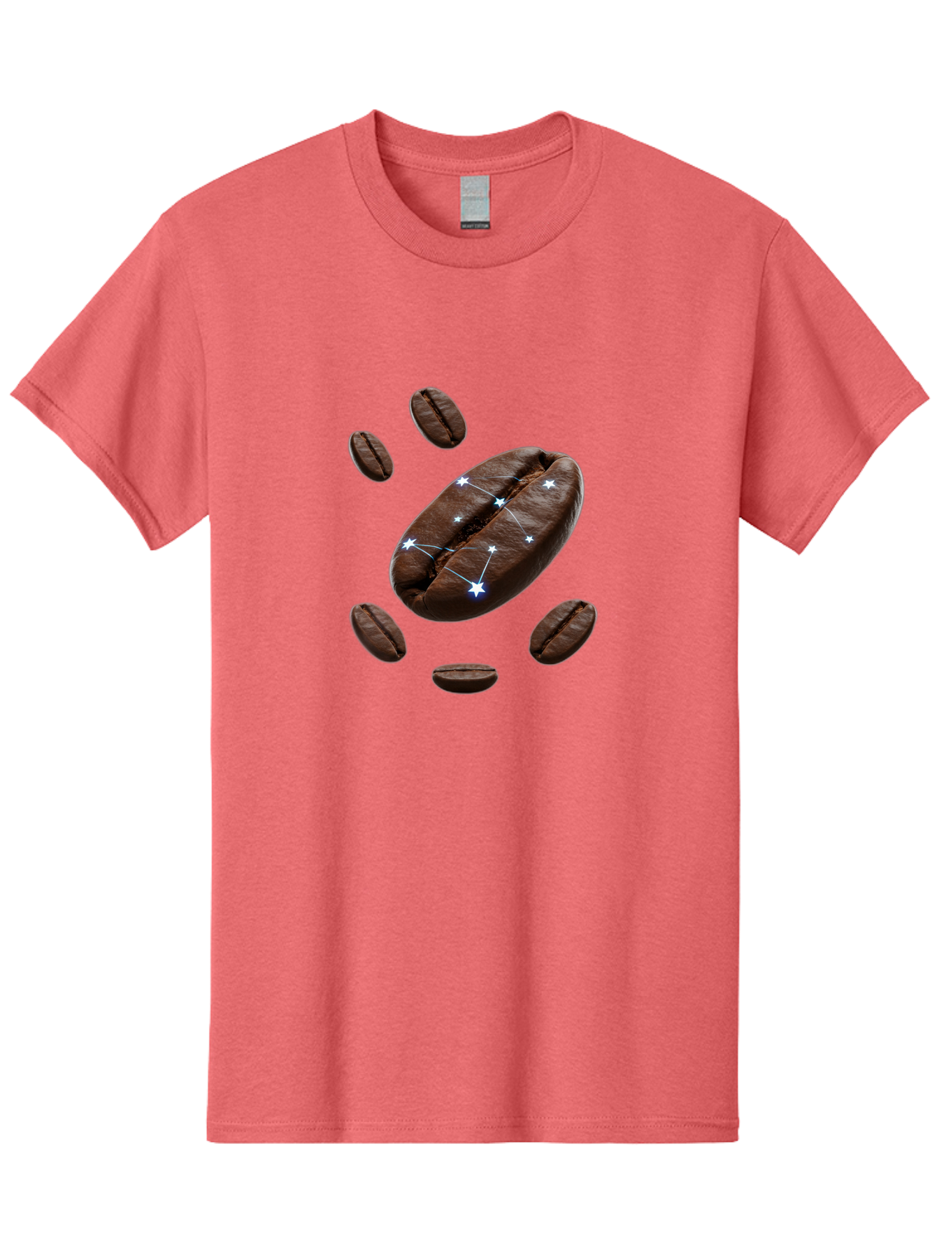 Coffee-Bean-Constellation Men'S Graphic Tee, 100% Cotton, Comfortable Casual Summer Wear, Machine Washable, Coffee Beans, Constellation Pattern, Stars, Creative Design, Surreal Art, Coffee Lover, Unique Artwork, Abstract Illustration, Baa334 1