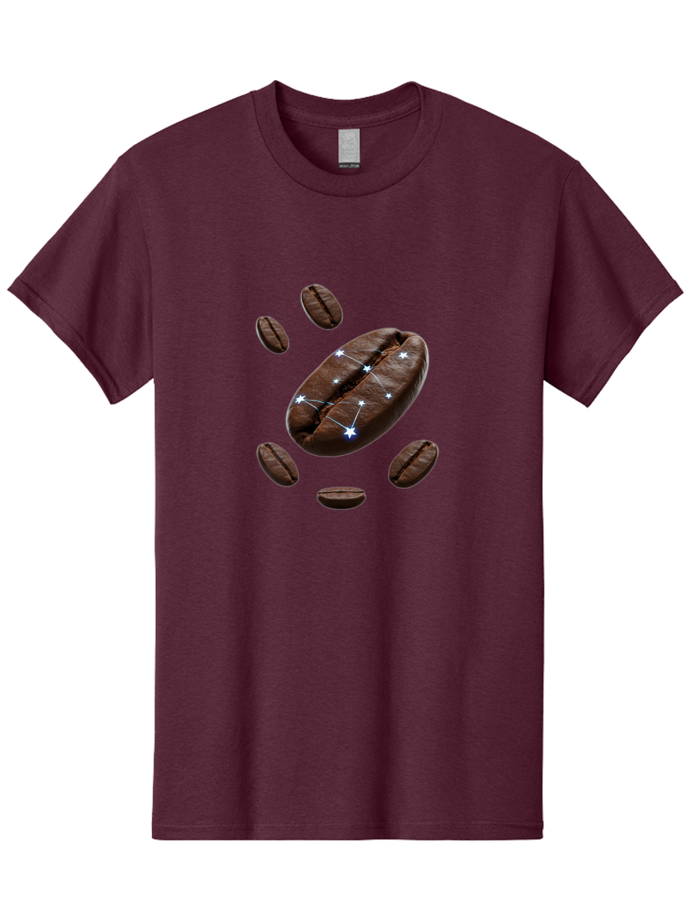 Coffee-Bean-Constellation Men'S Graphic Tee, 100% Cotton, Comfortable Casual Summer Wear, Machine Washable, Coffee Beans, Constellation Pattern, Stars, Creative Design, Surreal Art, Coffee Lover, Unique Artwork, Abstract Illustration, Baa334 9