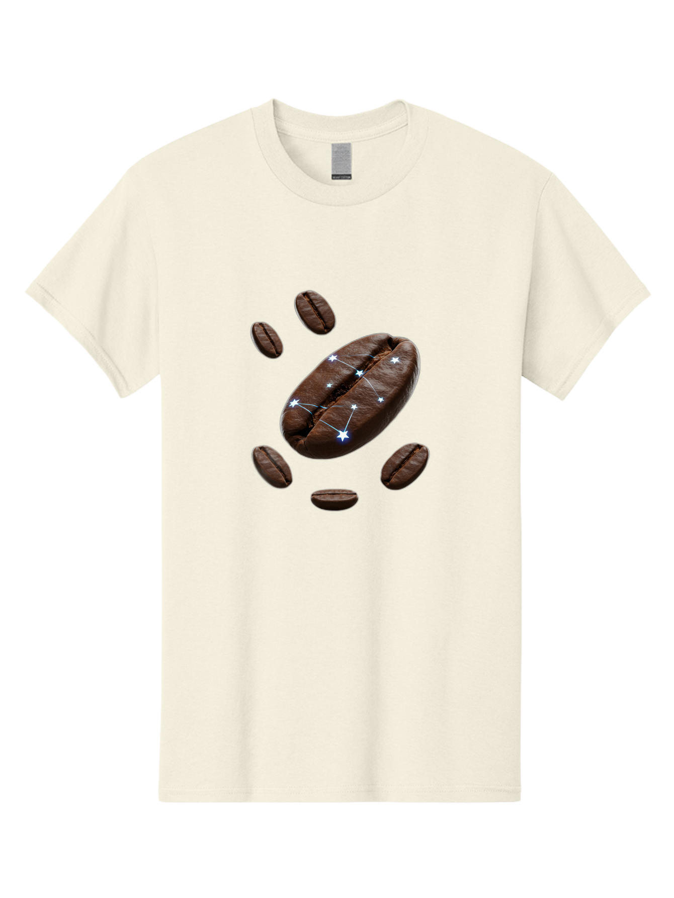 Coffee-Bean-Constellation Men'S Graphic Tee, 100% Cotton, Comfortable Casual Summer Wear, Machine Washable, Coffee Beans, Constellation Pattern, Stars, Creative Design, Surreal Art, Coffee Lover, Unique Artwork, Abstract Illustration, Baa334 17