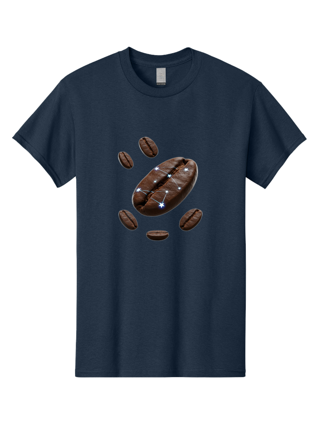 Coffee-Bean-Constellation Men'S Graphic Tee, 100% Cotton, Comfortable Casual Summer Wear, Machine Washable, Coffee Beans, Constellation Pattern, Stars, Creative Design, Surreal Art, Coffee Lover, Unique Artwork, Abstract Illustration, Baa334 19