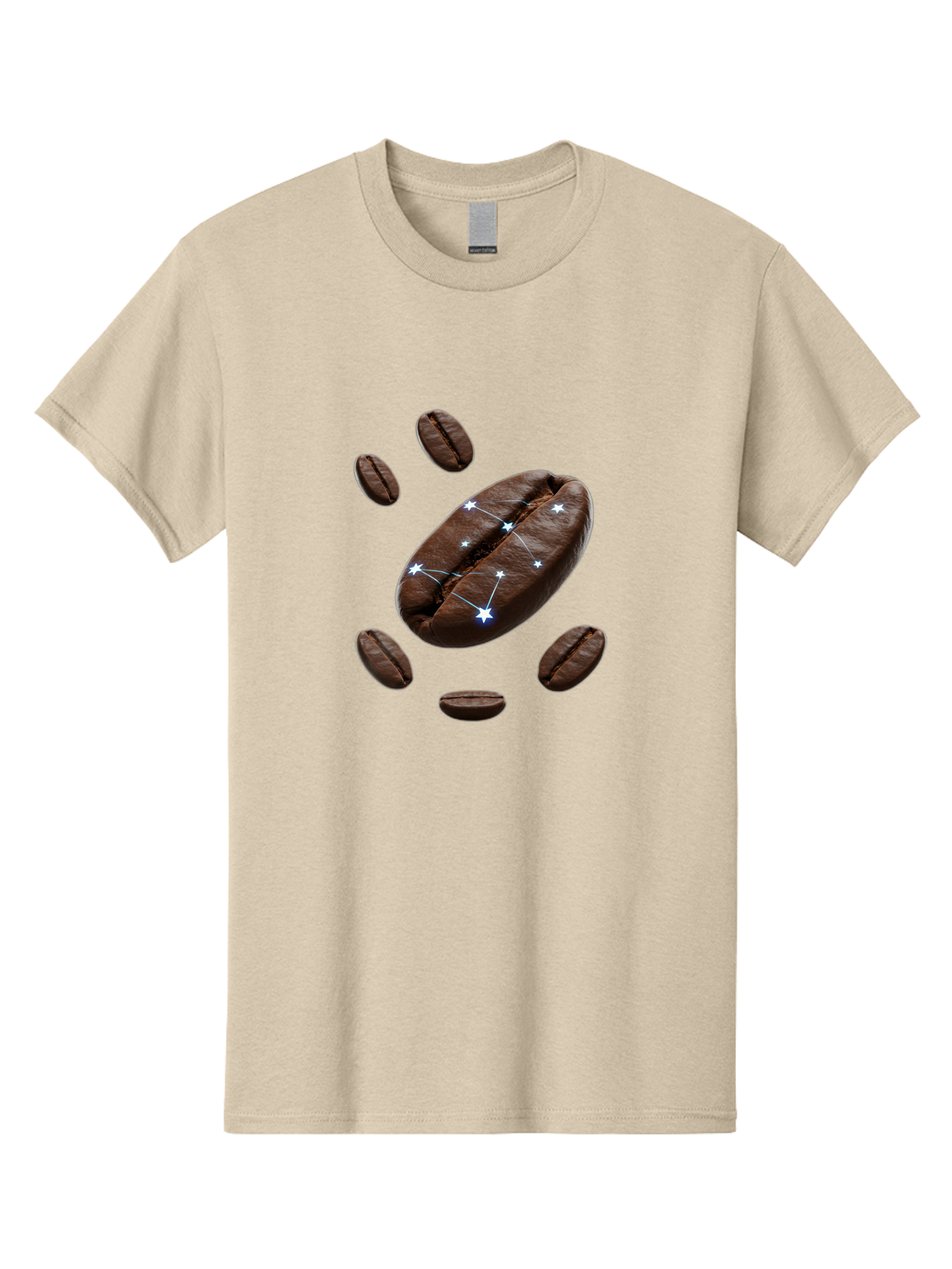 Coffee-Bean-Constellation Men'S Graphic Tee, 100% Cotton, Comfortable Casual Summer Wear, Machine Washable, Coffee Beans, Constellation Pattern, Stars, Creative Design, Surreal Art, Coffee Lover, Unique Artwork, Abstract Illustration, Baa334 3