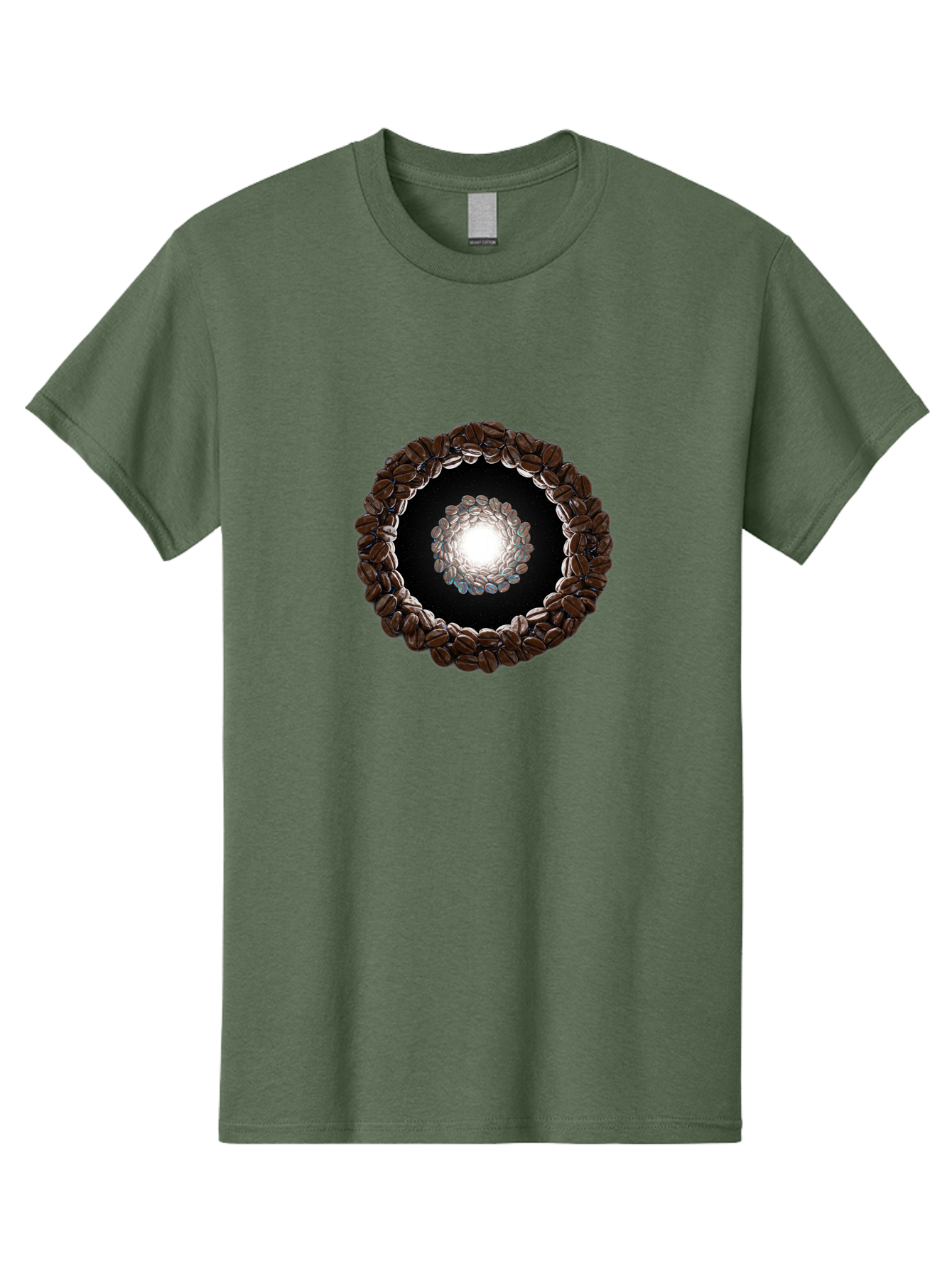 Coffee-Beans-Circle Men'S Graphic Tee, 100% Cotton, Comfortable Casual Summer Wear, Machine Washable, Circle Of Coffee Beans, Coffee Bean Wreath, Gourmet Coffee, Coffee Lover, Coffee Culture, Coffee Art, Bean Arrangement, Symmetrical Design, Baa337 19