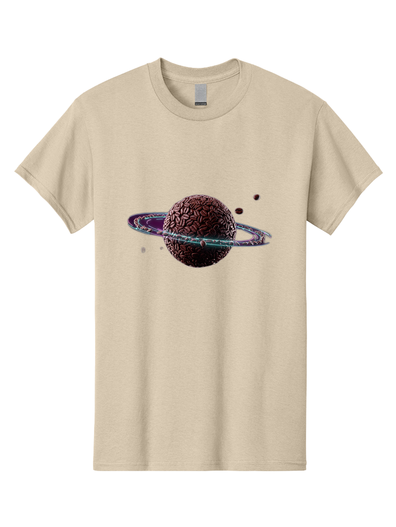 Coffee-Beans-Planet Men'S Graphic Tee, 100% Cotton, Comfortable Casual Summer Wear, Machine Washable, Coffee Beans, Planet With Rings, Creative Food Art, Coffee-Inspired Galaxy, Unique Design, Artistic Expression, Coffee Culture, Baa341 25