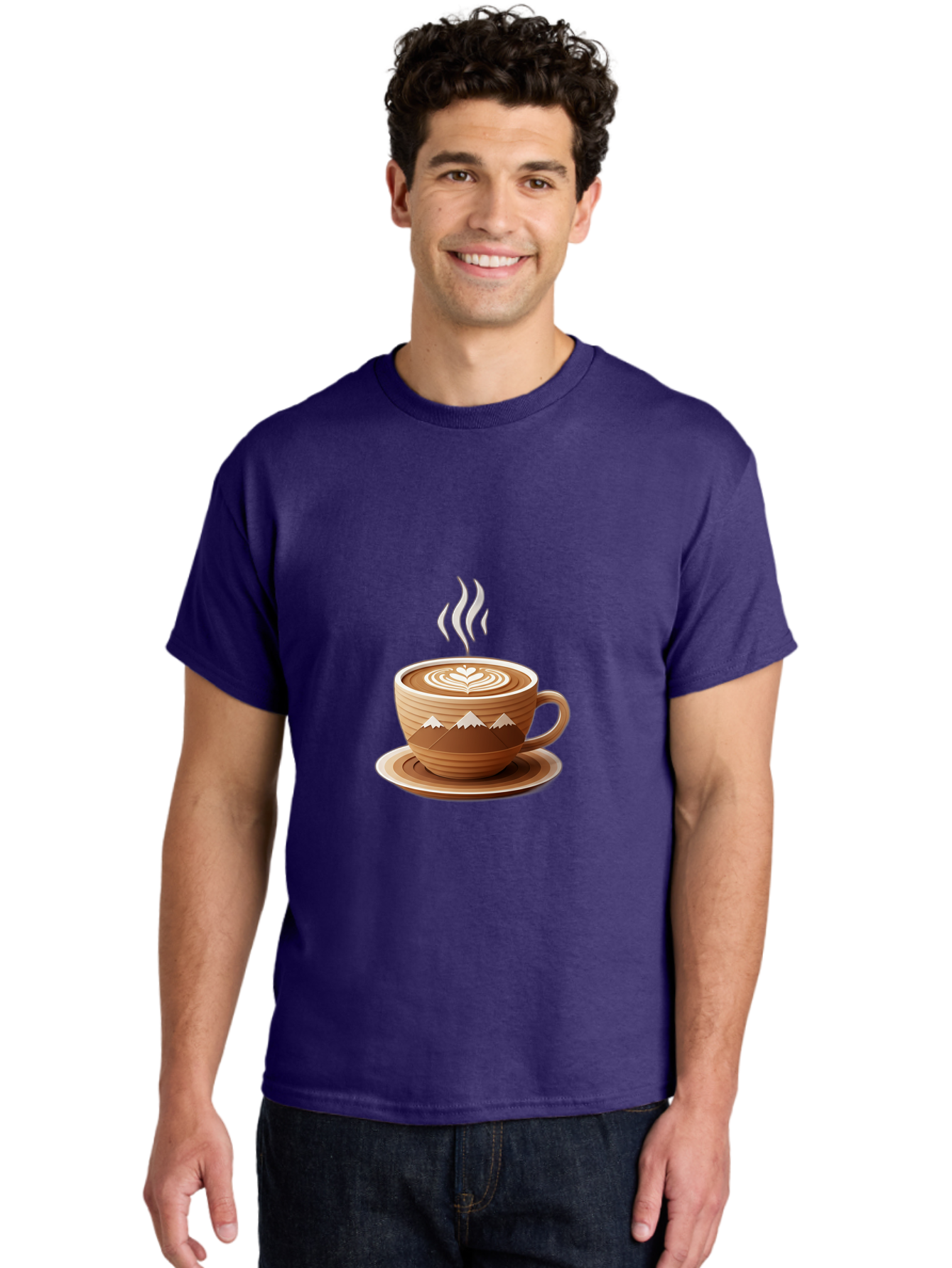 Coffee-Cup-11 Men'S Graphic Tee, 100% Cotton, Comfortable Casual Summer Wear, Machine Washable, Steaming Coffee Cup, Latte Art, Heart Design, Wooden Cup, White Mountains, Morning Coffee, Coffee Break, Espresso, Coffee Lover Baa345 20