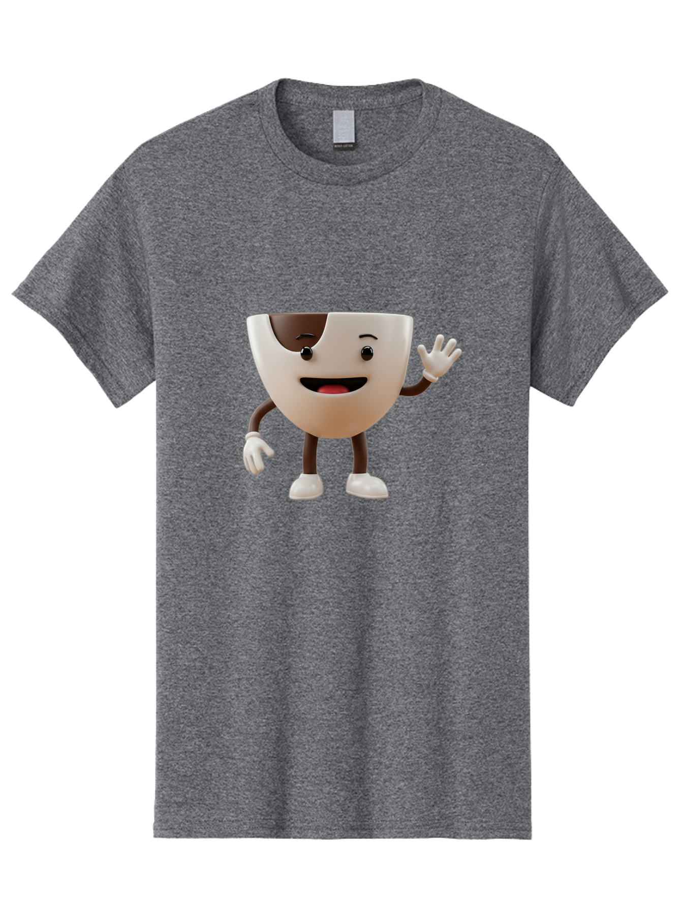 Coffee-Cup-Character-2 Men'S Graphic Tee, 100% Cotton, Comfortable Casual Summer Wear, Machine Washable, Cartoon Coffee Cup, Cute Character, Smiling Face, Waving Hand, Coffee Lover, Animated Mascot, Fun Design, Playful Illustration, Baa361 29