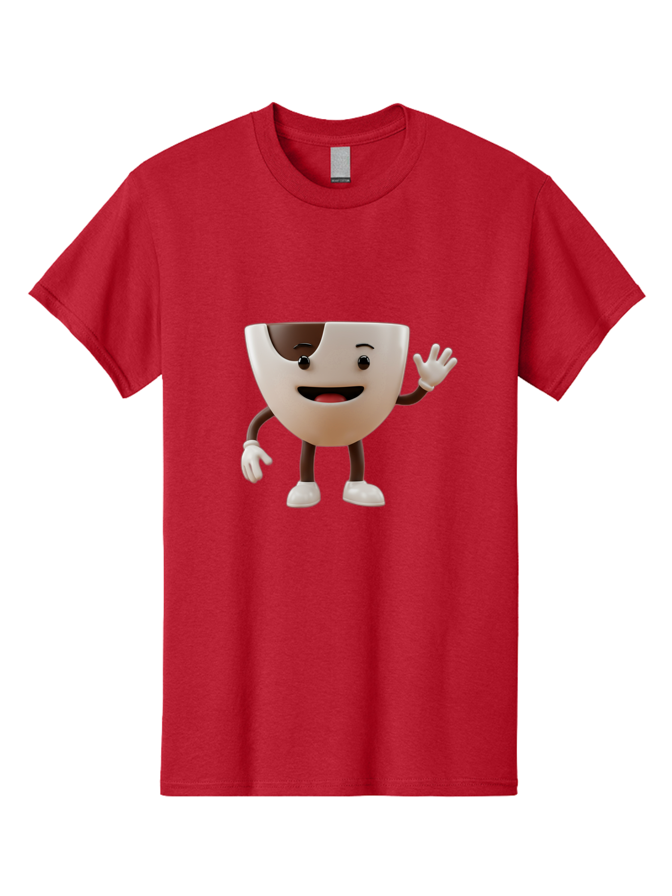 Coffee-Cup-Character-2 Men'S Graphic Tee, 100% Cotton, Comfortable Casual Summer Wear, Machine Washable, Cartoon Coffee Cup, Cute Character, Smiling Face, Waving Hand, Coffee Lover, Animated Mascot, Fun Design, Playful Illustration, Baa361 13