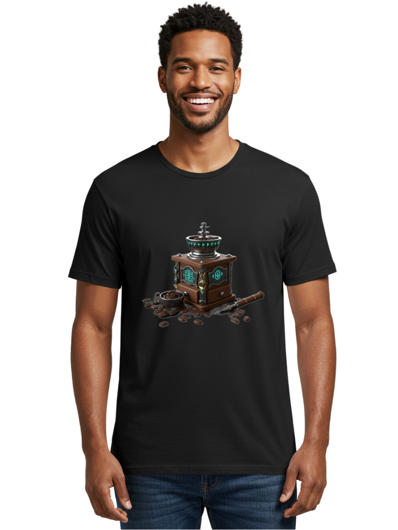 Coffee-Grinder-3 Men'S Graphic Tee, 100% Cotton, Comfortable Casual Summer Wear, Machine Washable, Coffee Grinder, Wooden Coffee Grinder, Coffee Beans, Vintage Coffee, Manual Grinder, Coffee Lovers, Coffee Roasting, Coffee Grinding, Baa373 2
