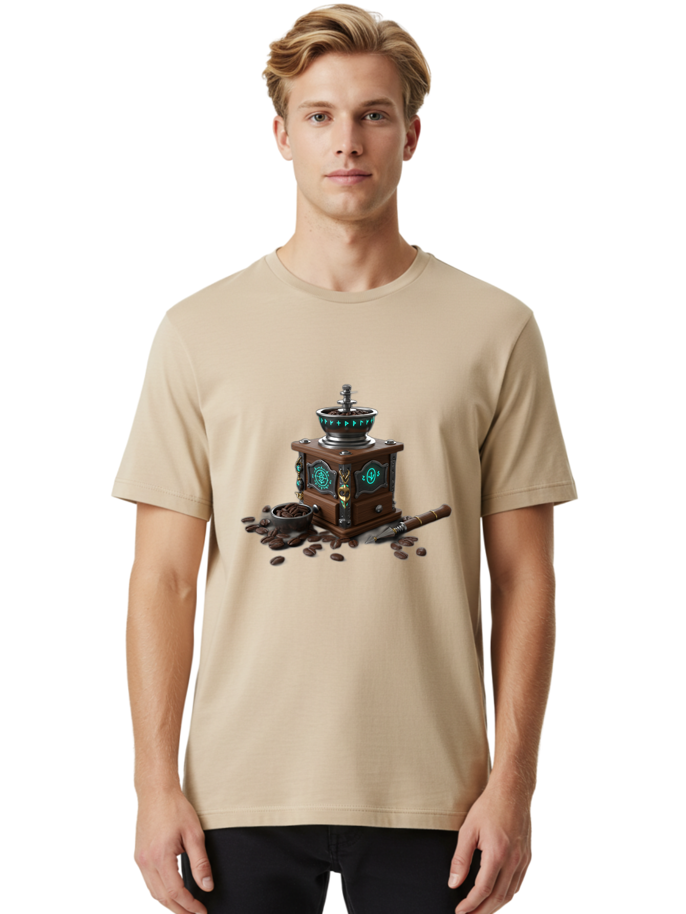 Coffee-Grinder-3 Men'S Graphic Tee, 100% Cotton, Comfortable Casual Summer Wear, Machine Washable, Coffee Grinder, Wooden Coffee Grinder, Coffee Beans, Vintage Coffee, Manual Grinder, Coffee Lovers, Coffee Roasting, Coffee Grinding, Baa373 20