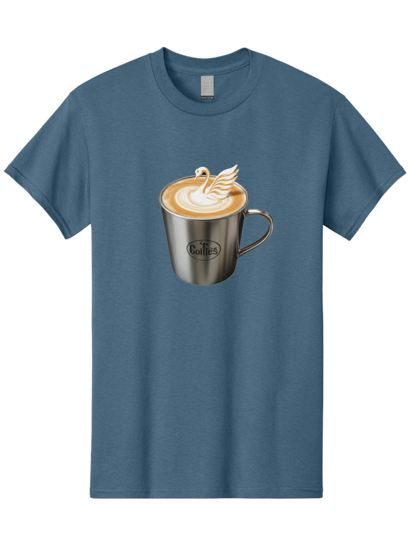 Coffies Men'S Graphic Tee, 100% Cotton, Comfortable Casual Summer Wear, Machine Washable, Coffee, Latte Art, Swan Design, Foamy Texture, Cappuccino, Beverage, Coffee Mug, Stainless Steel Mug, Coffies Branding, Coffee Culture Baa382 17