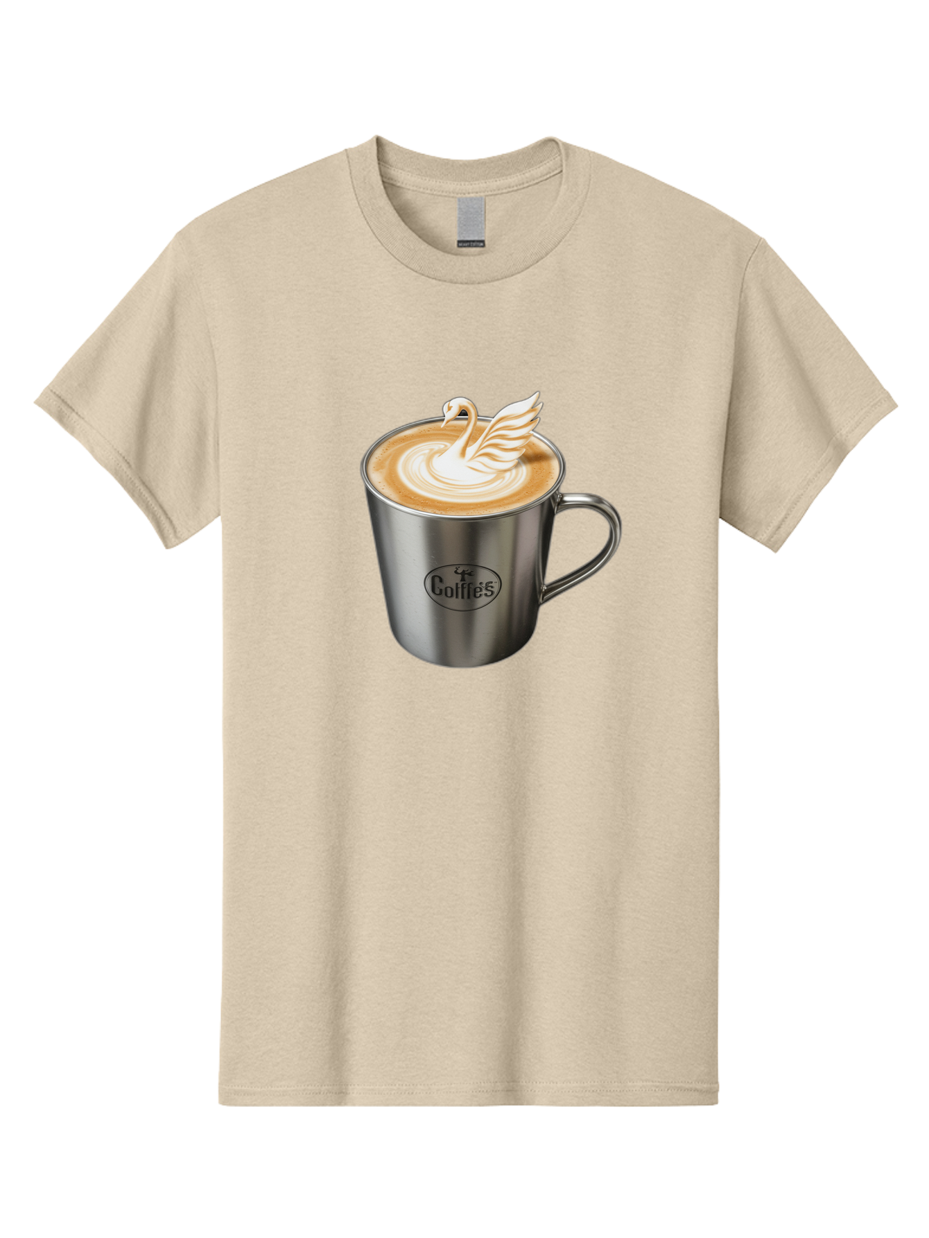 Coffies Men'S Graphic Tee, 100% Cotton, Comfortable Casual Summer Wear, Machine Washable, Coffee, Latte Art, Swan Design, Foamy Texture, Cappuccino, Beverage, Coffee Mug, Stainless Steel Mug, Coffies Branding, Coffee Culture Baa382 29