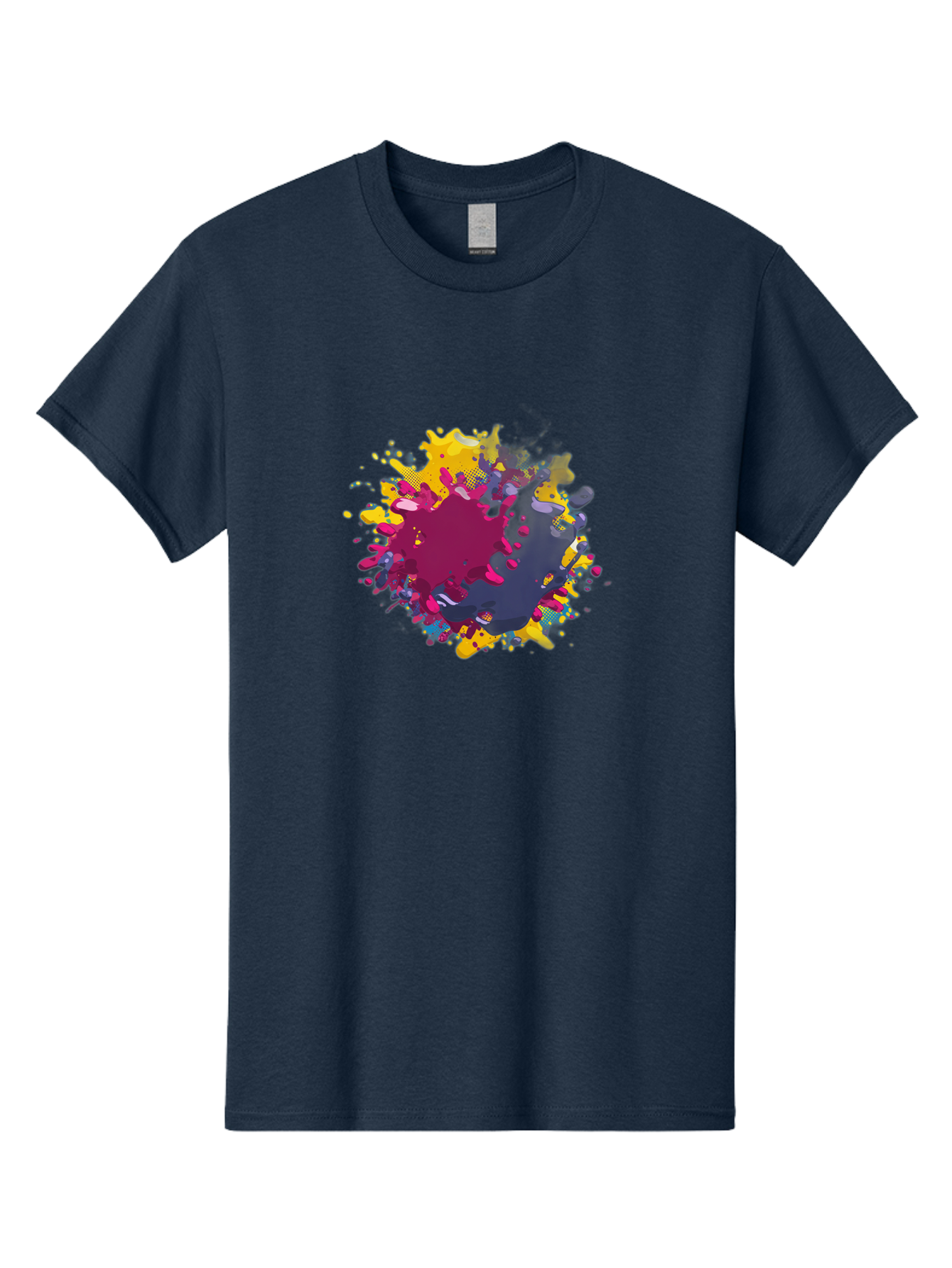 Color-Splash Men'S Graphic Tee, 100% Cotton, Comfortable Casual Summer Wear, Machine Washable, Colorful Paint Splatter, Vibrant Colors, Abstract Art, Dynamic Shapes, Creative Design, Artistic Expression, Splattered Paint, Mixed Media Art Baa384 1