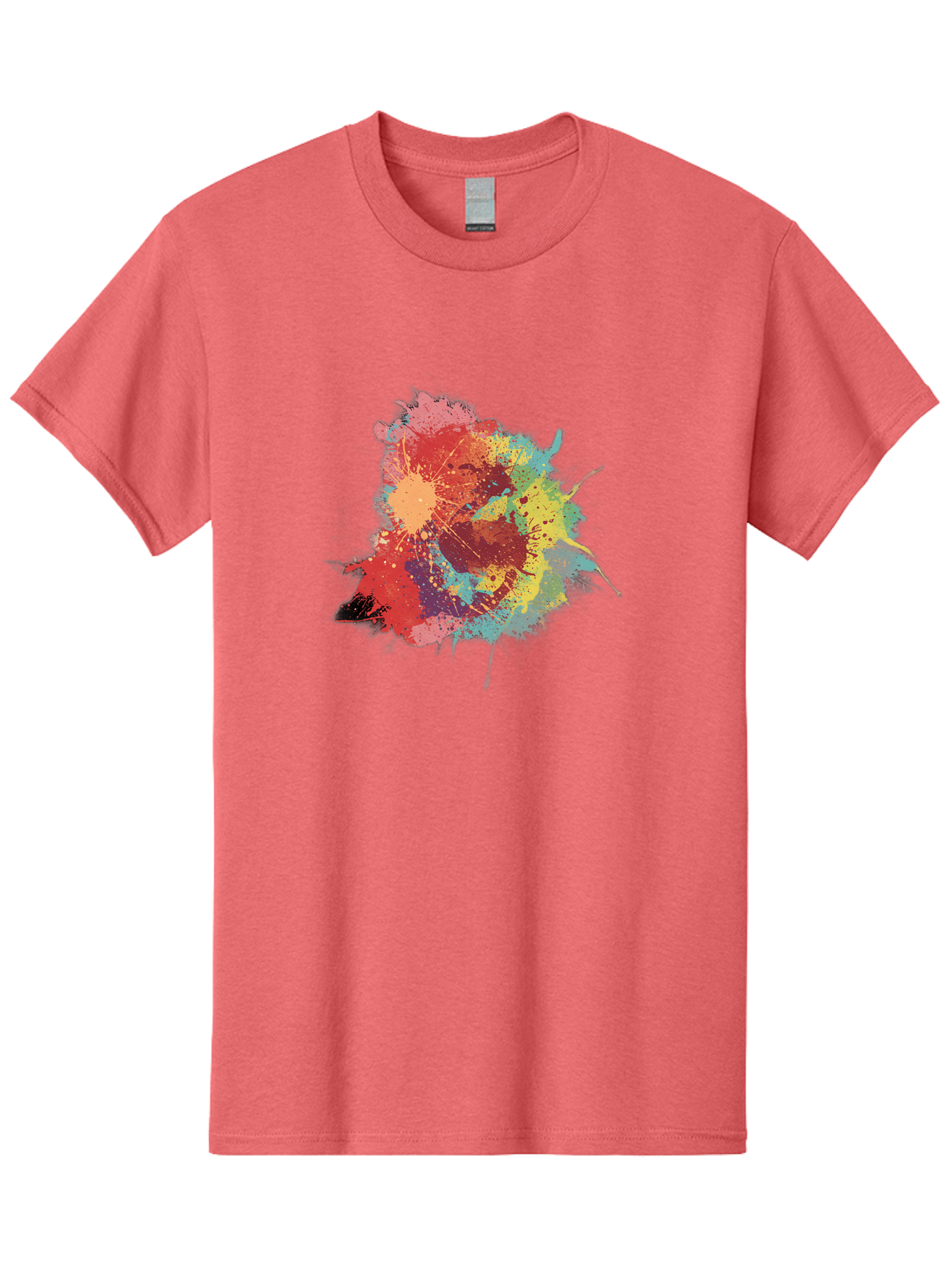 Colorful-Paint-Splatter Men'S Graphic Tee, 100% Cotton, Comfortable Casual Summer Wear, Machine Washable, Colorful Paint Splash, Vibrant Colors, Abstract Art, Dynamic Splatters, Creative Expression, Multicolored Design, Artistic Splatter, Baa392 17