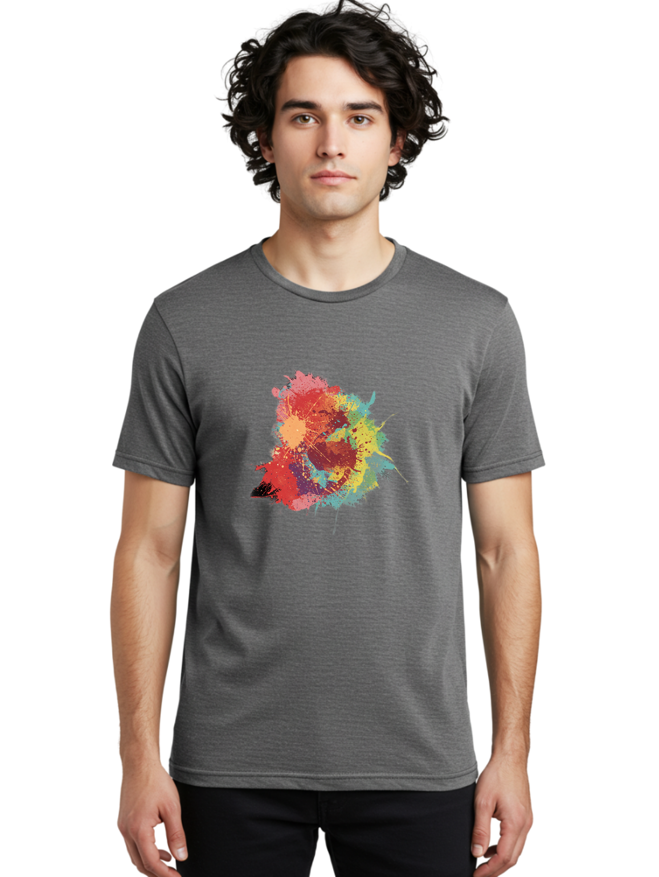 Colorful-Paint-Splatter Men'S Graphic Tee, 100% Cotton, Comfortable Casual Summer Wear, Machine Washable, Colorful Paint Splash, Vibrant Colors, Abstract Art, Dynamic Splatters, Creative Expression, Multicolored Design, Artistic Splatter, Baa392 6