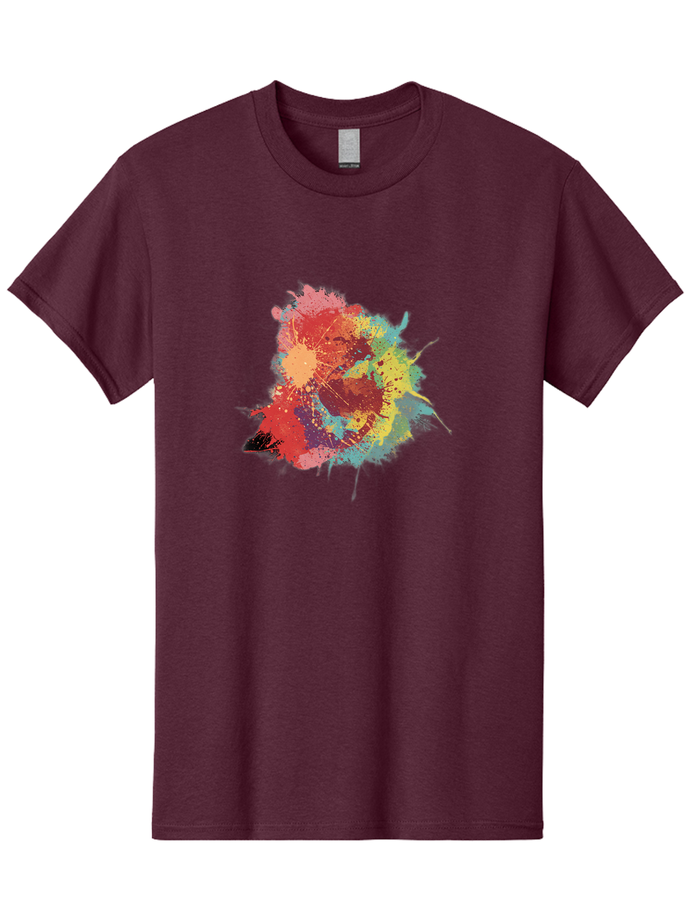 Colorful-Paint-Splatter Men'S Graphic Tee, 100% Cotton, Comfortable Casual Summer Wear, Machine Washable, Colorful Paint Splash, Vibrant Colors, Abstract Art, Dynamic Splatters, Creative Expression, Multicolored Design, Artistic Splatter, Baa392 19