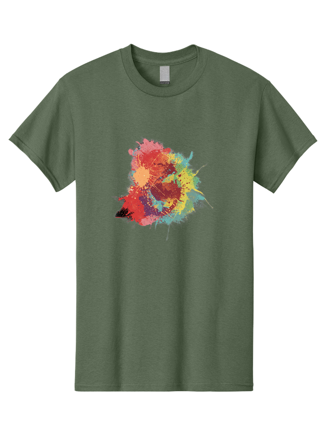 Colorful-Paint-Splatter Men'S Graphic Tee, 100% Cotton, Comfortable Casual Summer Wear, Machine Washable, Colorful Paint Splash, Vibrant Colors, Abstract Art, Dynamic Splatters, Creative Expression, Multicolored Design, Artistic Splatter, Baa392 25