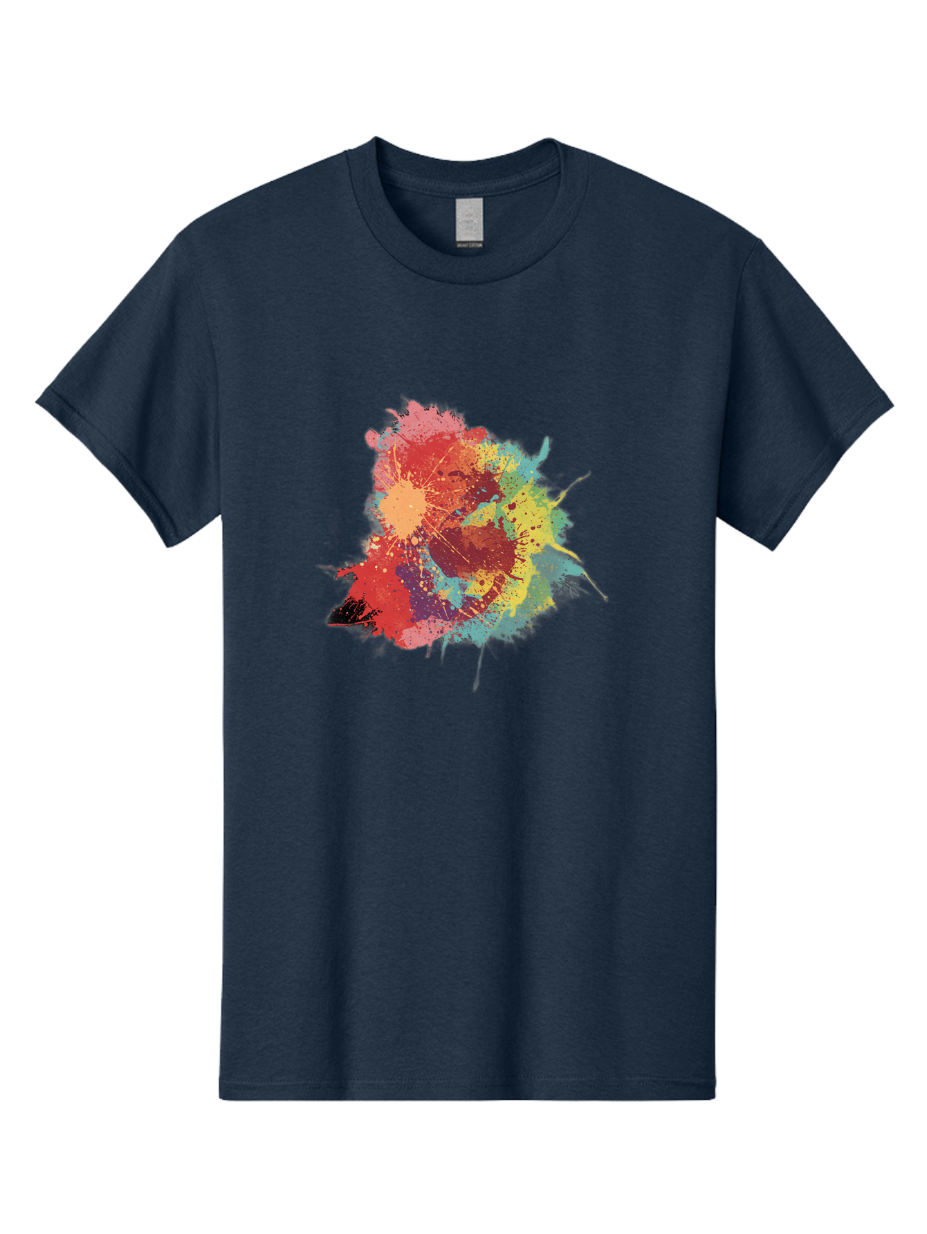 Colorful-Paint-Splatter Men'S Graphic Tee, 100% Cotton, Comfortable Casual Summer Wear, Machine Washable, Colorful Paint Splash, Vibrant Colors, Abstract Art, Dynamic Splatters, Creative Expression, Multicolored Design, Artistic Splatter, Baa392 1