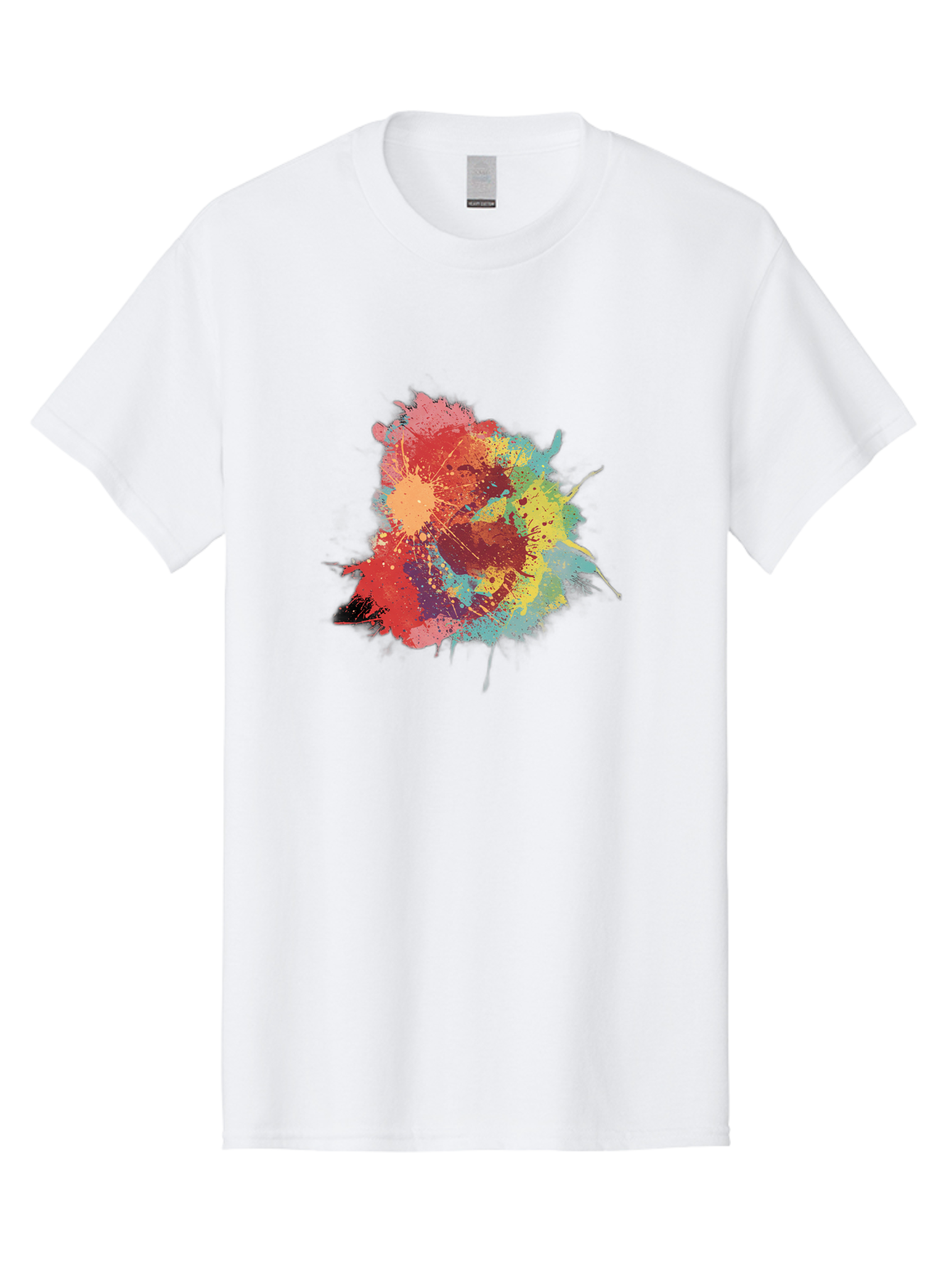 Colorful-Paint-Splatter Men'S Graphic Tee, 100% Cotton, Comfortable Casual Summer Wear, Machine Washable, Colorful Paint Splash, Vibrant Colors, Abstract Art, Dynamic Splatters, Creative Expression, Multicolored Design, Artistic Splatter, Baa392 27