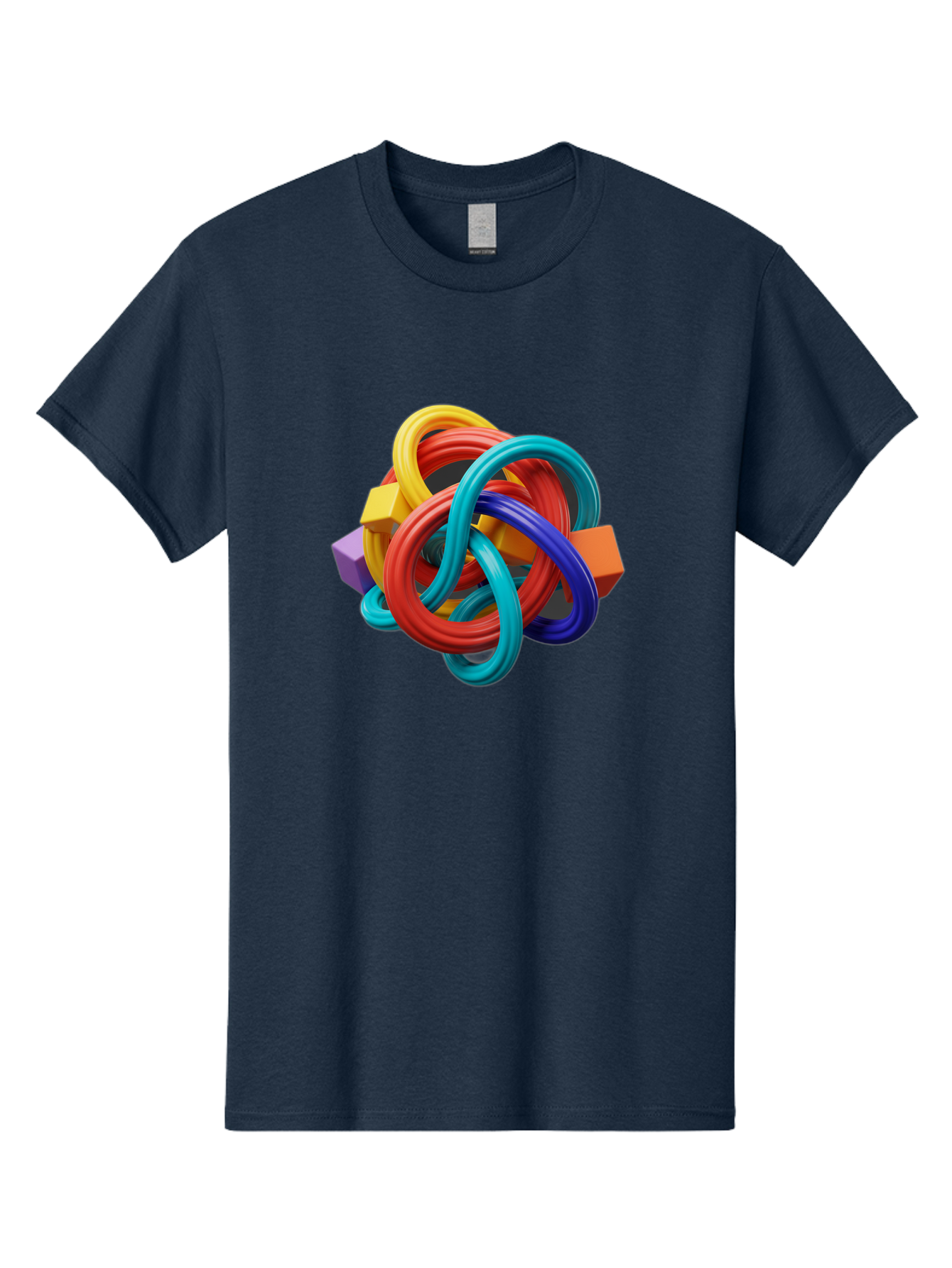 Colorful-Rings-And-Cubes Men'S Graphic Tee, 100% Cotton, Comfortable Casual Summer Wear, Machine Washable, Interconnected Rings, 3D Graphics, Colorful Shapes, Abstract Art, Vibrant Colors, Geometric Forms, Dynamic Composition, Modern Design, Baa393 29