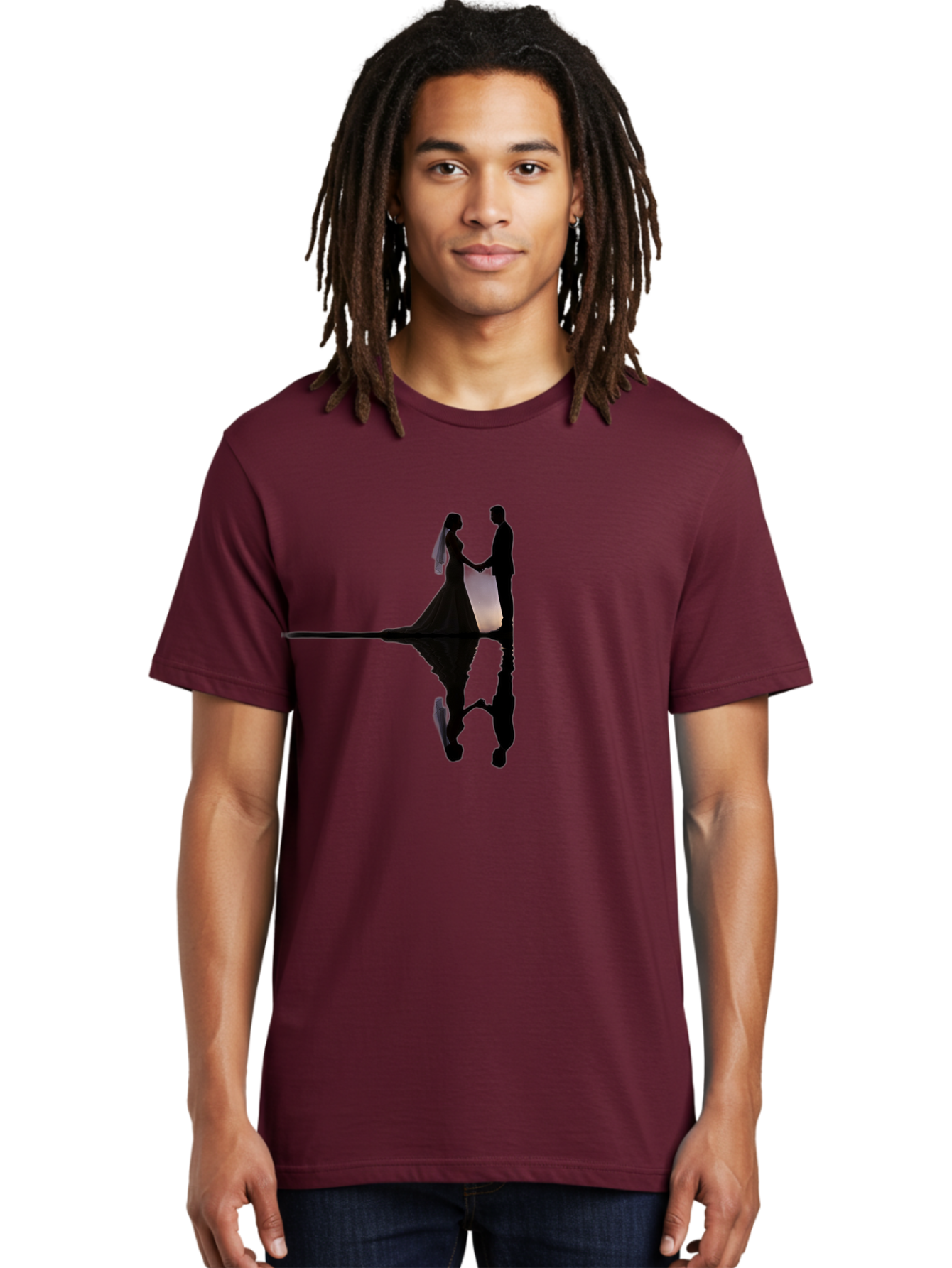 Couple-Silhouette-1 Men'S Graphic Tee, 100% Cotton, Comfortable Casual Summer Wear, Machine Washable, Couple Holding Hands, Romantic Love, Wedding Vows, Couple'S Unity, Hand In Hand, Love Forever, Together Forever, Silhouette Art Baa406 14