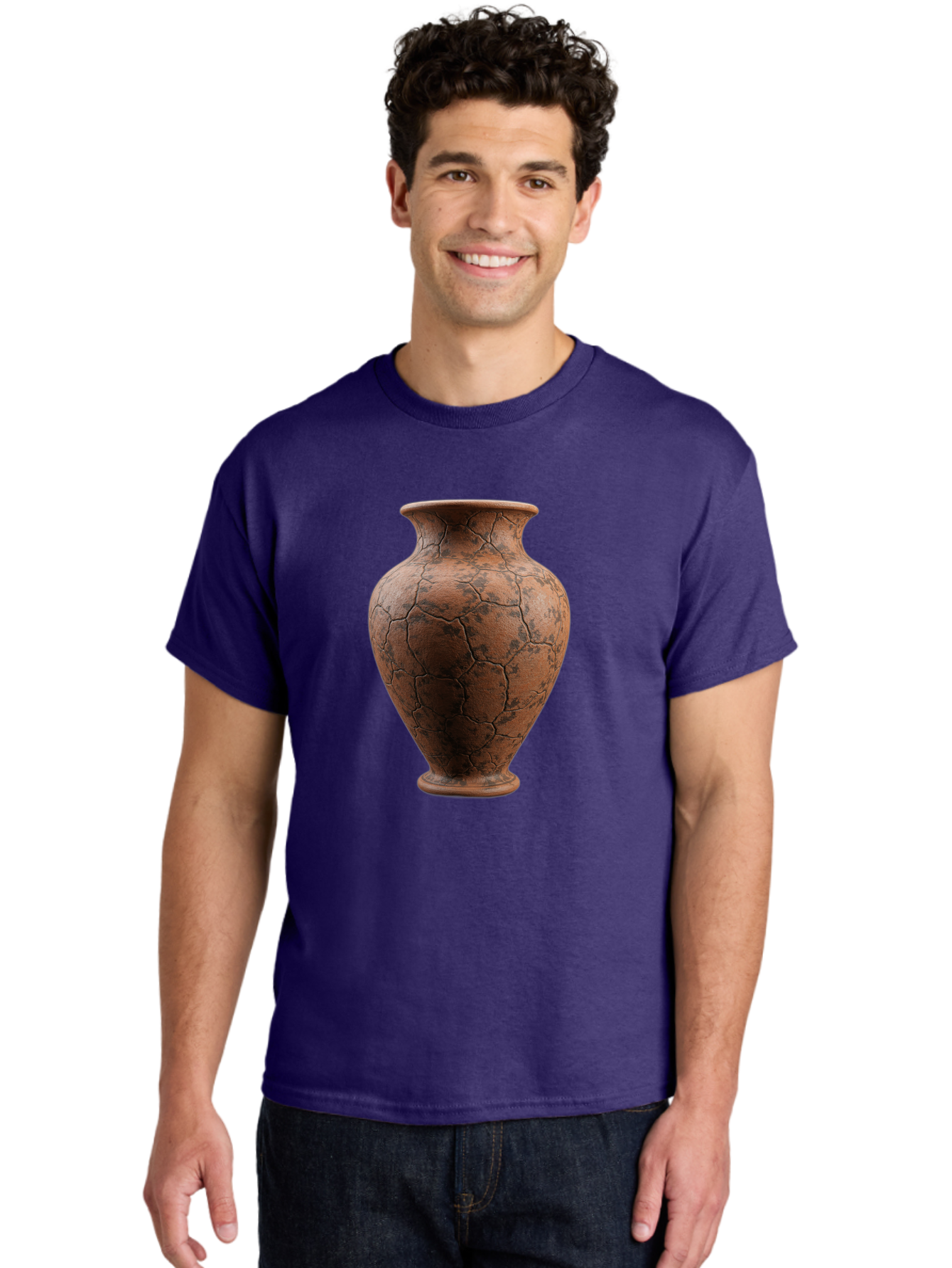 Cracked-Clay-Vase Men'S Graphic Tee, 100% Cotton, Comfortable Casual Summer Wear, Machine Washable, Vintage Vase, Terracotta Pot, Cracked Earthy Texture, Rustic Decor, Aged Pottery, Earthy Tones, Distressed Finish, Antique Style, Ceramic Art Baa410 2