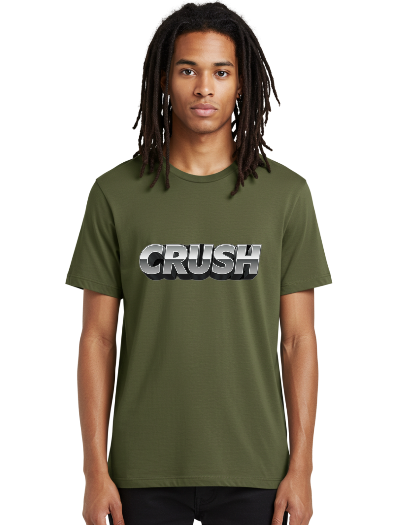 Crush Men'S Graphic Tee, 100% Cotton, Comfortable Casual Summer Wear, Machine Washable, Silver Metallic Text, Bold Font, Motivational Quote, Confident Message, Strong Typography, 3D Effect, Chrome Finish Baa420 10