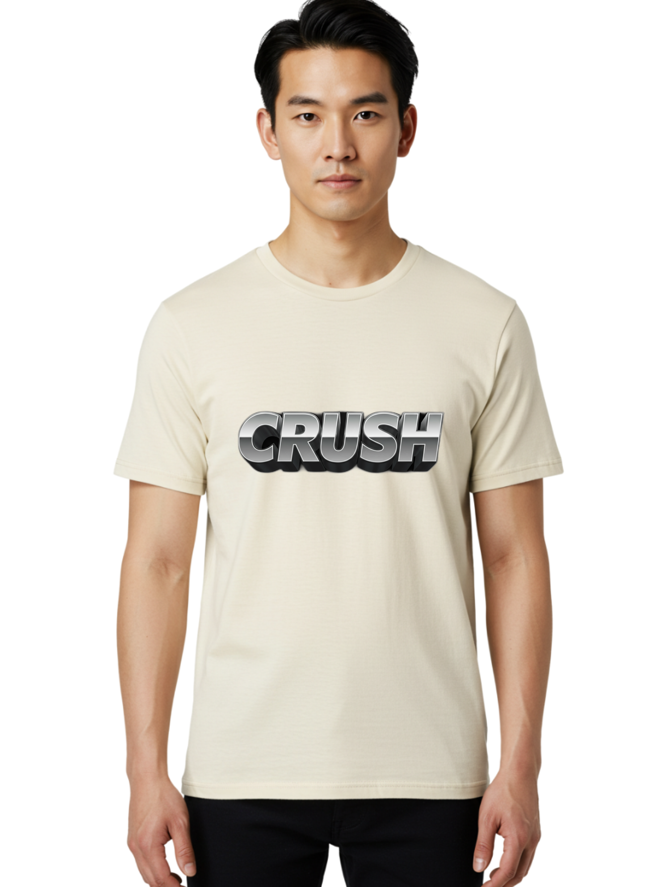 Crush Men'S Graphic Tee, 100% Cotton, Comfortable Casual Summer Wear, Machine Washable, Silver Metallic Text, Bold Font, Motivational Quote, Confident Message, Strong Typography, 3D Effect, Chrome Finish Baa420 12