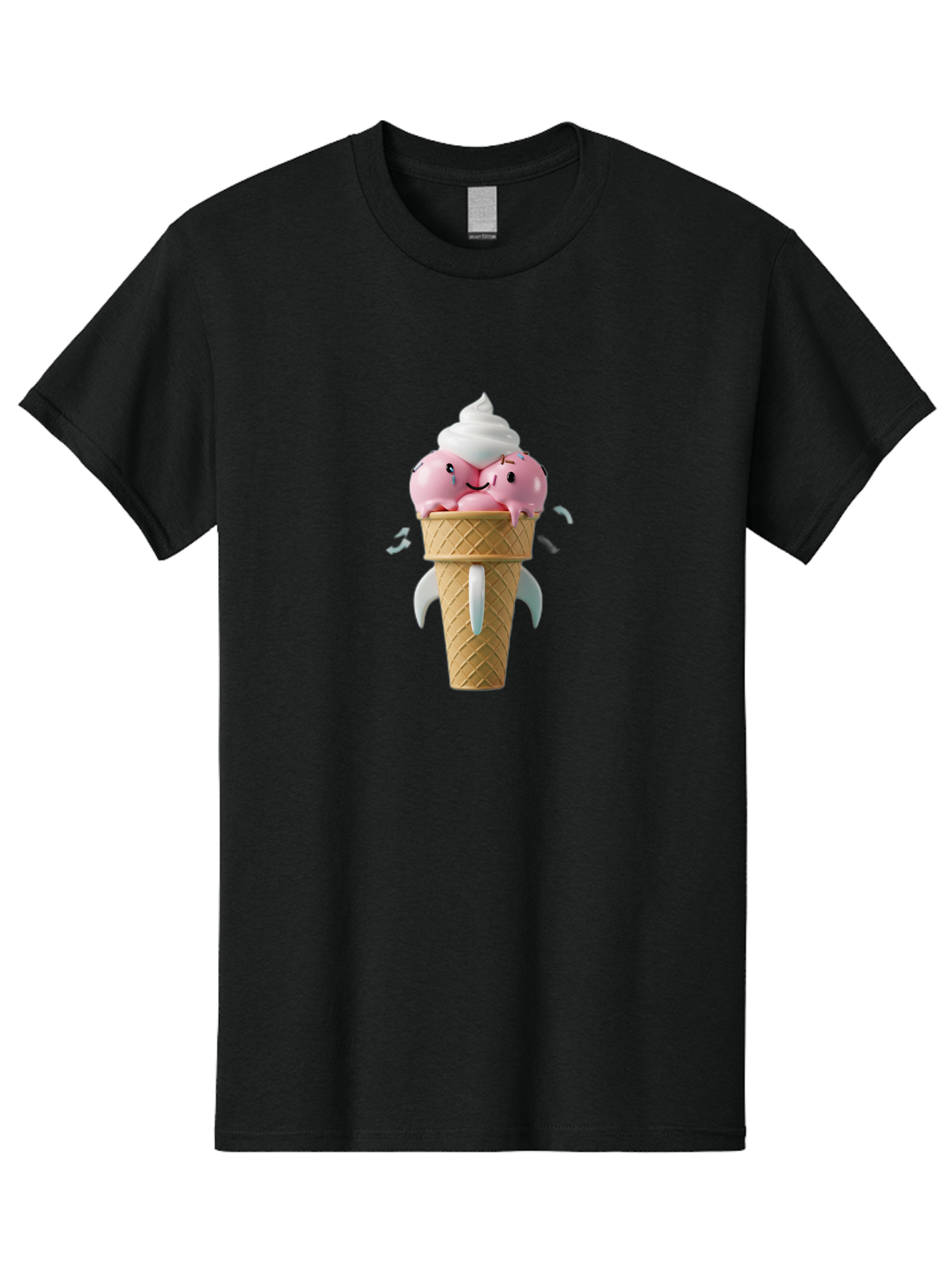 Crying-Ice-Cream Men'S Graphic Tee, 100% Cotton, Comfortable Casual Summer Wear, Machine Washable, Ice Cream Cone, Pink Ice Cream, Walrus Face, Cartoon Character, Fun Design, Sweet Treat, Whimsical Illustration, Playful Art, Ice Cream Lover, Baa422 13