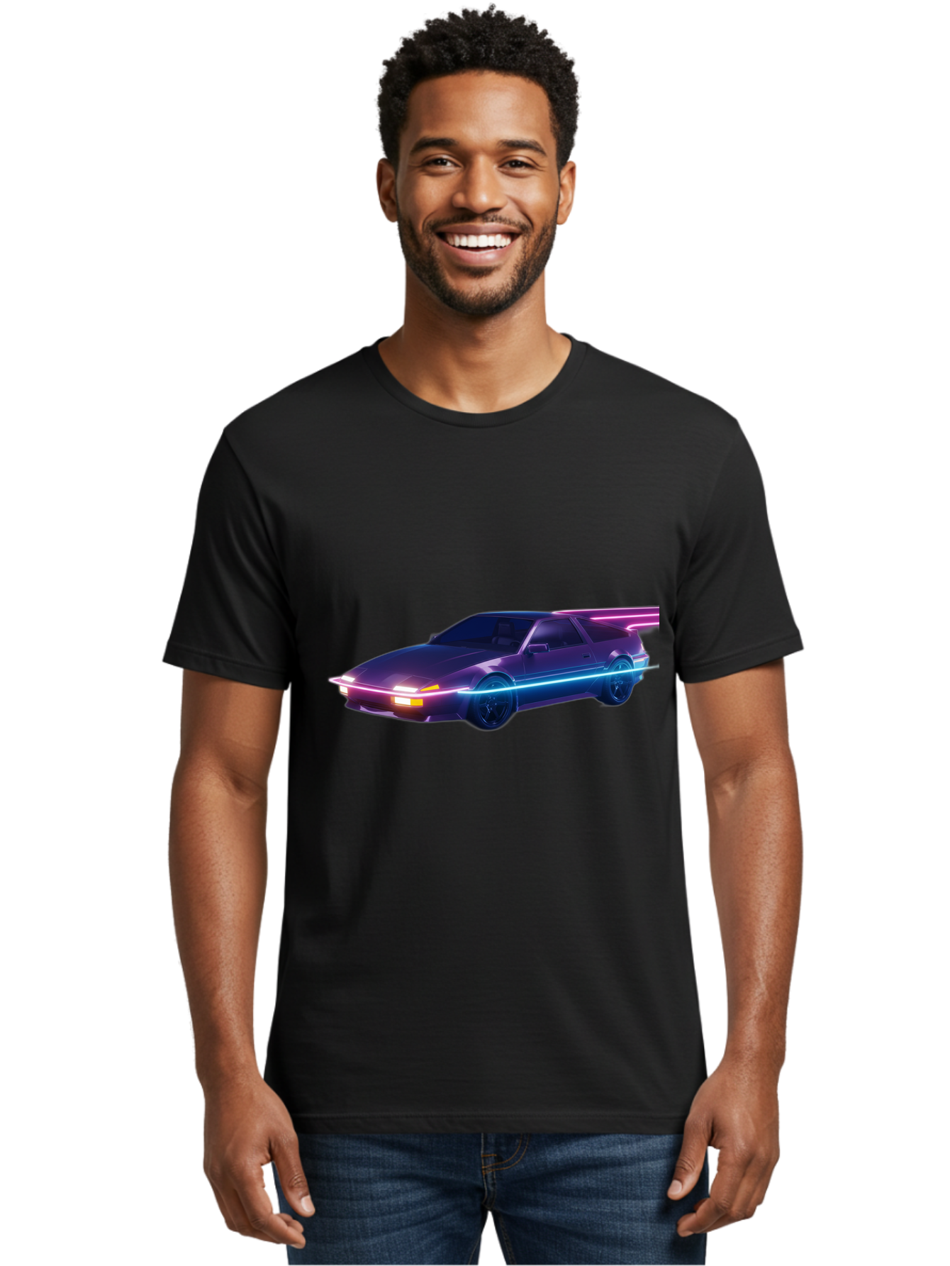 Datsun-280Z Men'S Graphic Tee, 100% Cotton, Comfortable Casual Summer Wear, Machine Washable, Sports Car, Neon Lights, Futuristic Design, Sleek Vehicle, High-Tech Car, Synthwave Aesthetic, Retro-Futurism, Glowing Accents, Modern Style Baa441 16