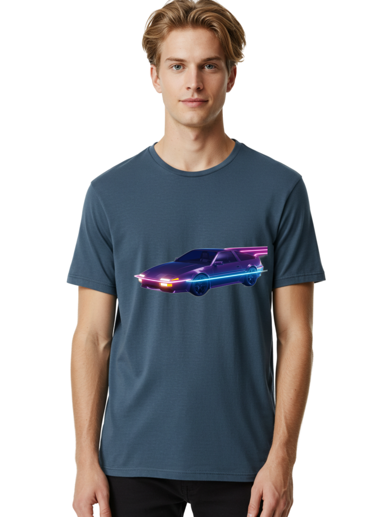 Datsun-280Z Men'S Graphic Tee, 100% Cotton, Comfortable Casual Summer Wear, Machine Washable, Sports Car, Neon Lights, Futuristic Design, Sleek Vehicle, High-Tech Car, Synthwave Aesthetic, Retro-Futurism, Glowing Accents, Modern Style Baa441 28