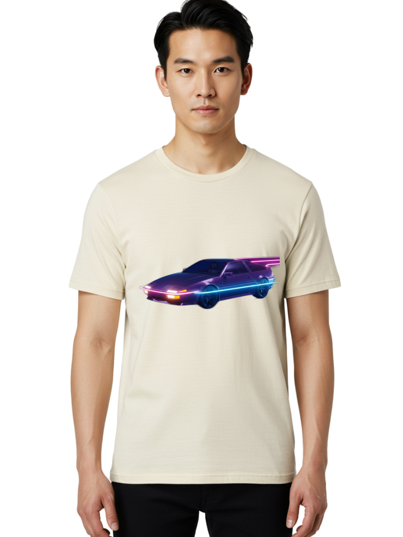 Datsun-280Z Men'S Graphic Tee, 100% Cotton, Comfortable Casual Summer Wear, Machine Washable, Sports Car, Neon Lights, Futuristic Design, Sleek Vehicle, High-Tech Car, Synthwave Aesthetic, Retro-Futurism, Glowing Accents, Modern Style Baa441 6