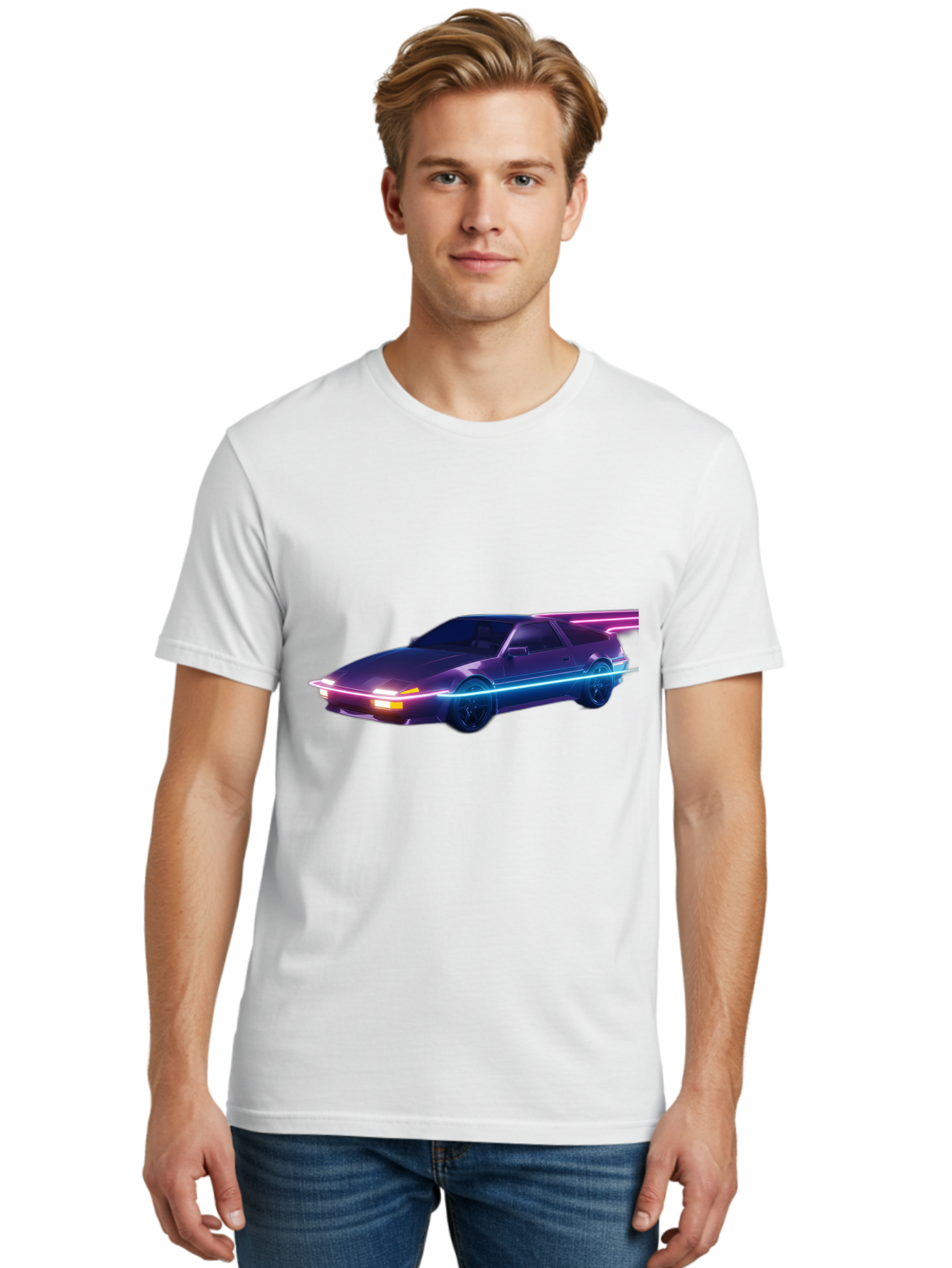 Datsun-280Z Men'S Graphic Tee, 100% Cotton, Comfortable Casual Summer Wear, Machine Washable, Sports Car, Neon Lights, Futuristic Design, Sleek Vehicle, High-Tech Car, Synthwave Aesthetic, Retro-Futurism, Glowing Accents, Modern Style Baa441 20