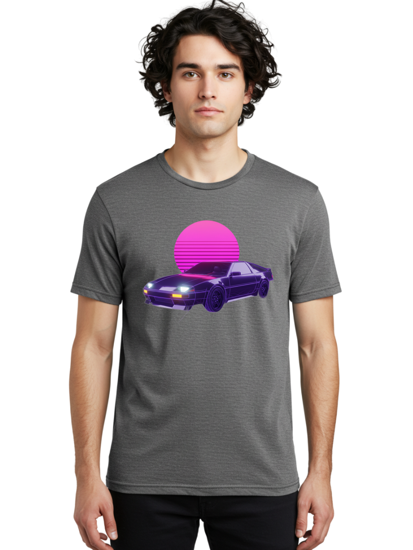 Delorean Men'S Graphic Tee, 100% Cotton, Comfortable Casual Summer Wear, Machine Washable, Delorean Dmc-12 Car, Retro Futuristic Design, Neon Lights, Synthwave Style, Vaporwave Aesthetic, Futuristic Vehicle, Sports Car Baa445 20