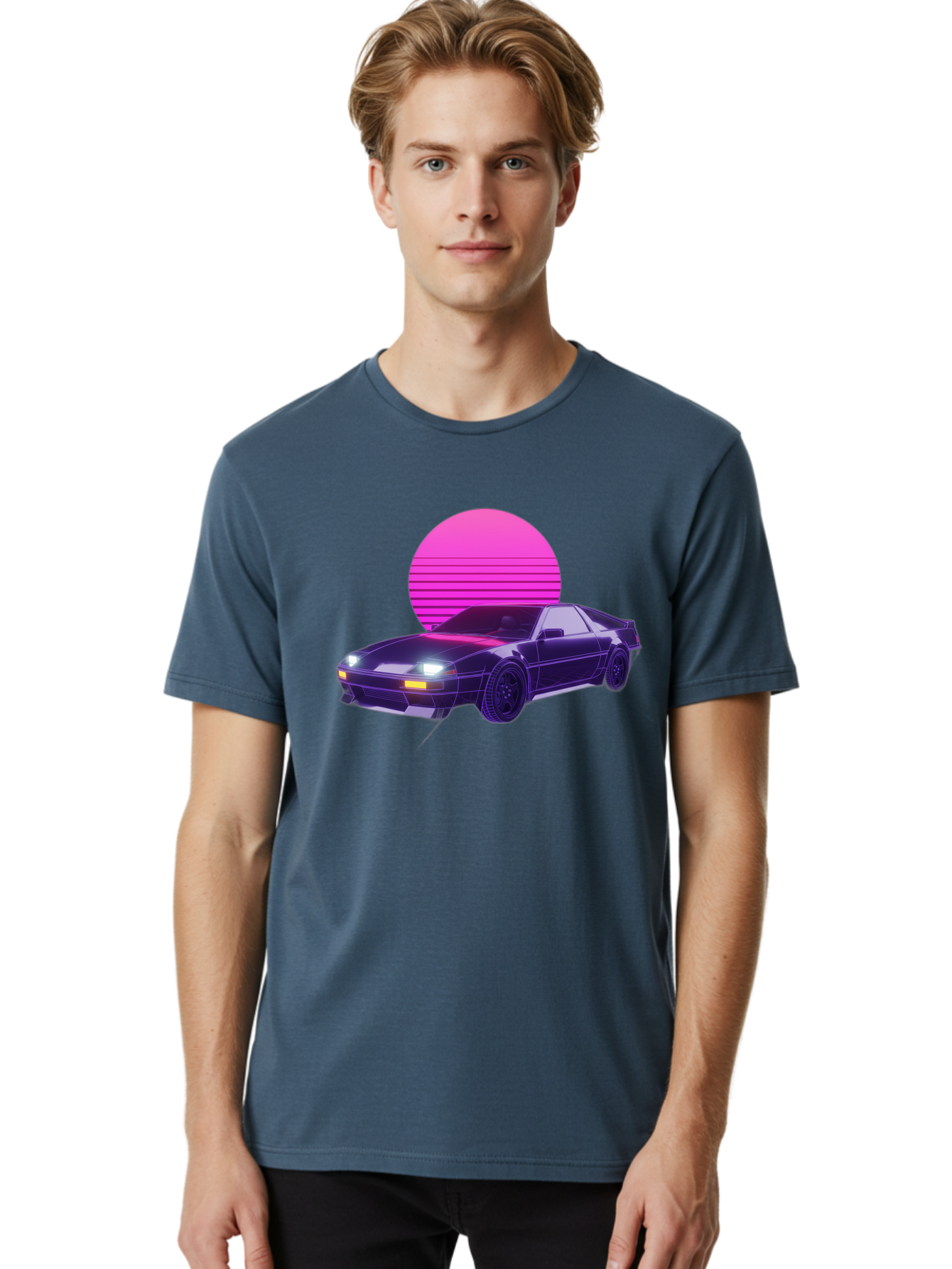 Delorean Men'S Graphic Tee, 100% Cotton, Comfortable Casual Summer Wear, Machine Washable, Delorean Dmc-12 Car, Retro Futuristic Design, Neon Lights, Synthwave Style, Vaporwave Aesthetic, Futuristic Vehicle, Sports Car Baa445 4