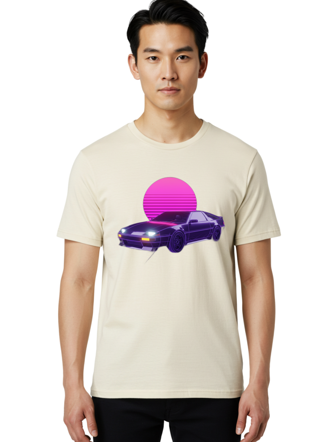 Delorean Men'S Graphic Tee, 100% Cotton, Comfortable Casual Summer Wear, Machine Washable, Delorean Dmc-12 Car, Retro Futuristic Design, Neon Lights, Synthwave Style, Vaporwave Aesthetic, Futuristic Vehicle, Sports Car Baa445 24