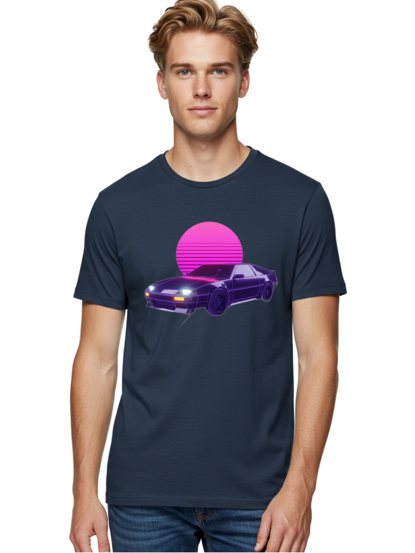 Delorean Men'S Graphic Tee, 100% Cotton, Comfortable Casual Summer Wear, Machine Washable, Delorean Dmc-12 Car, Retro Futuristic Design, Neon Lights, Synthwave Style, Vaporwave Aesthetic, Futuristic Vehicle, Sports Car Baa445 6