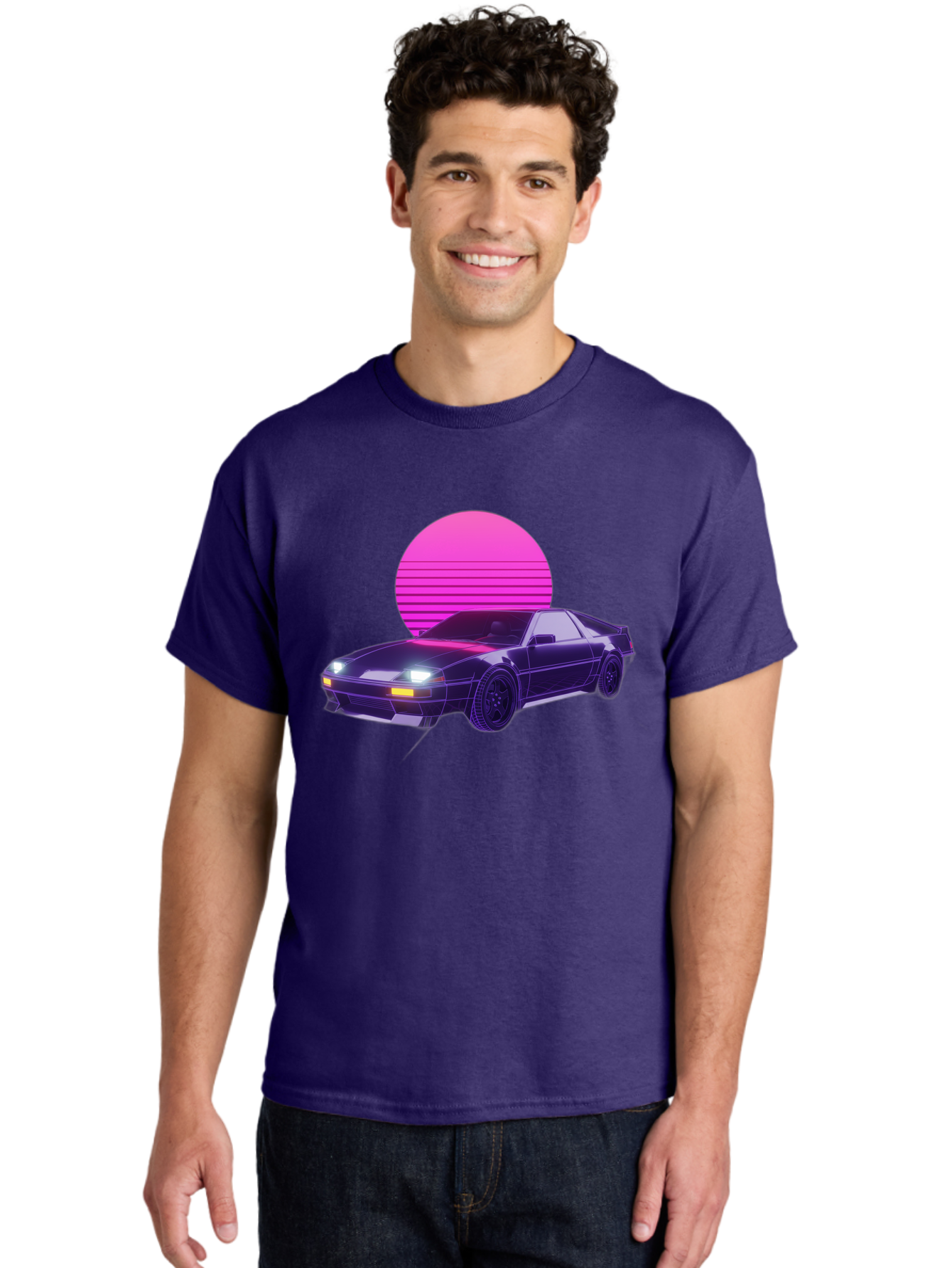 Delorean Men'S Graphic Tee, 100% Cotton, Comfortable Casual Summer Wear, Machine Washable, Delorean Dmc-12 Car, Retro Futuristic Design, Neon Lights, Synthwave Style, Vaporwave Aesthetic, Futuristic Vehicle, Sports Car Baa445 2