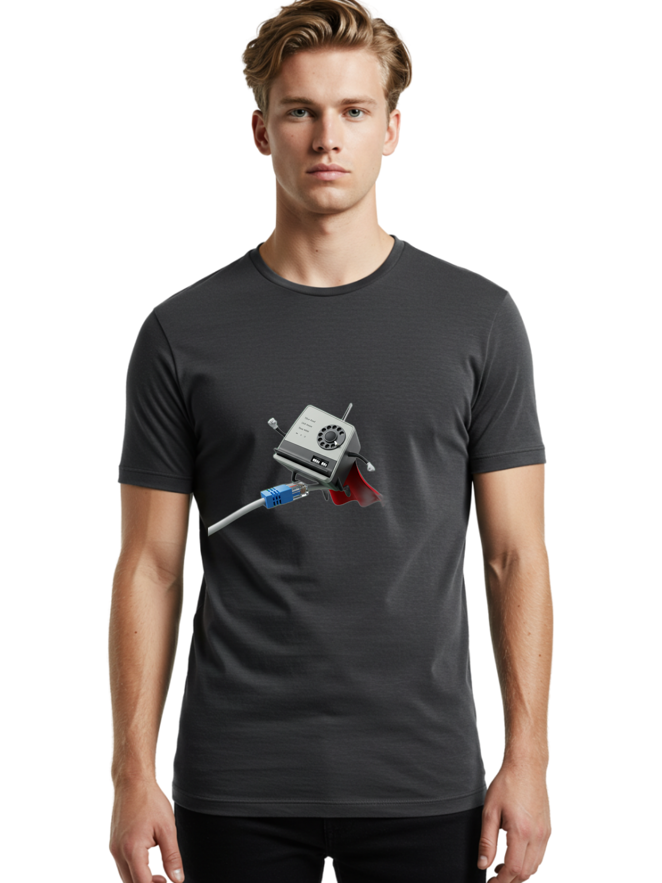 Dial-Up-Modem Men'S Graphic Tee, 100% Cotton, Comfortable Casual Summer Wear, Machine Washable, 56K V.90/V.34 Fax/Data/Voice Modem, Vintage Computer Hardware, Retro Technology, Dial-Up Internet, Nostalgic Tech, Antique Electronics, Baa447 24