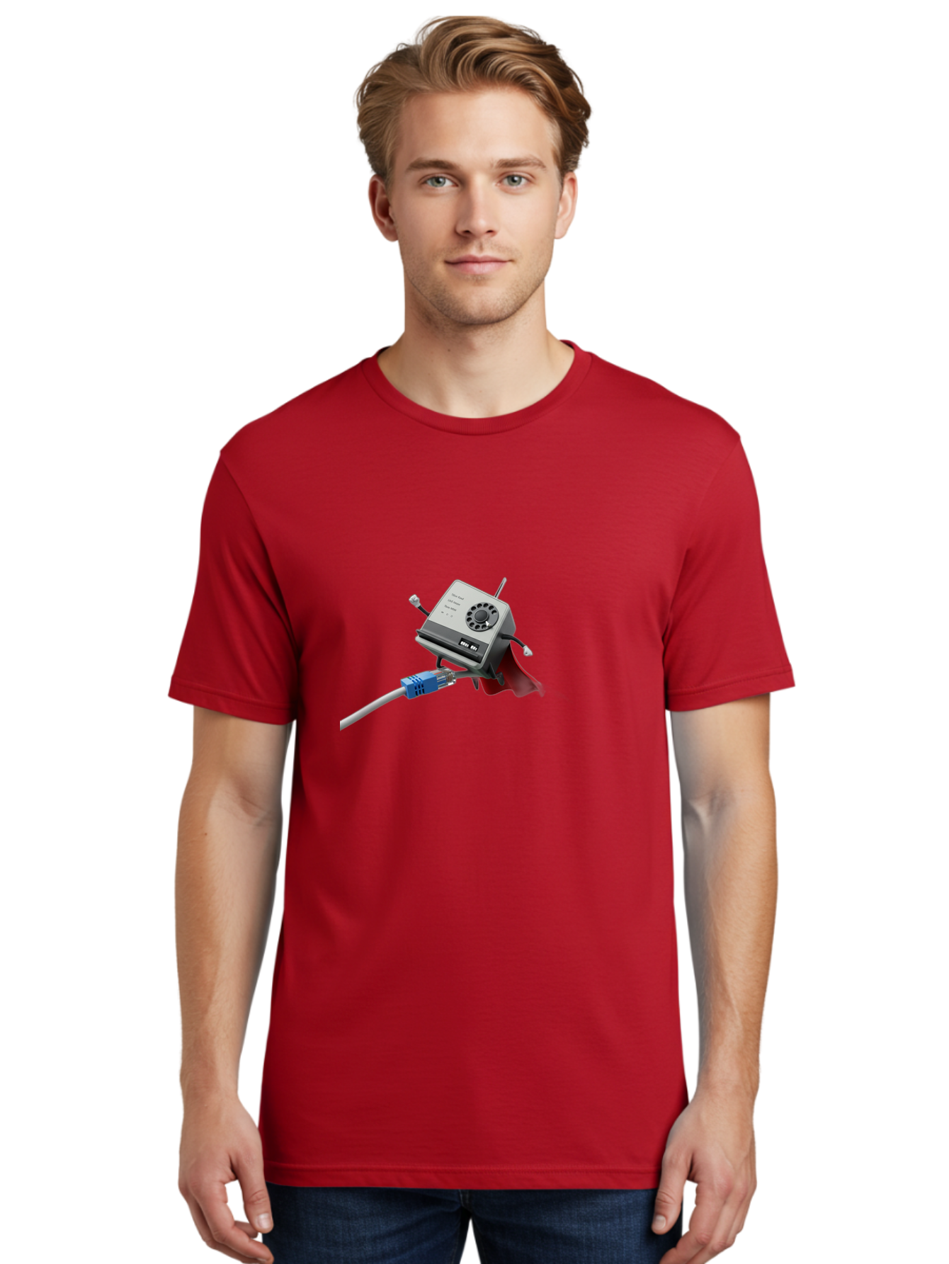 Dial-Up-Modem Men'S Graphic Tee, 100% Cotton, Comfortable Casual Summer Wear, Machine Washable, 56K V.90/V.34 Fax/Data/Voice Modem, Vintage Computer Hardware, Retro Technology, Dial-Up Internet, Nostalgic Tech, Antique Electronics, Baa447 18
