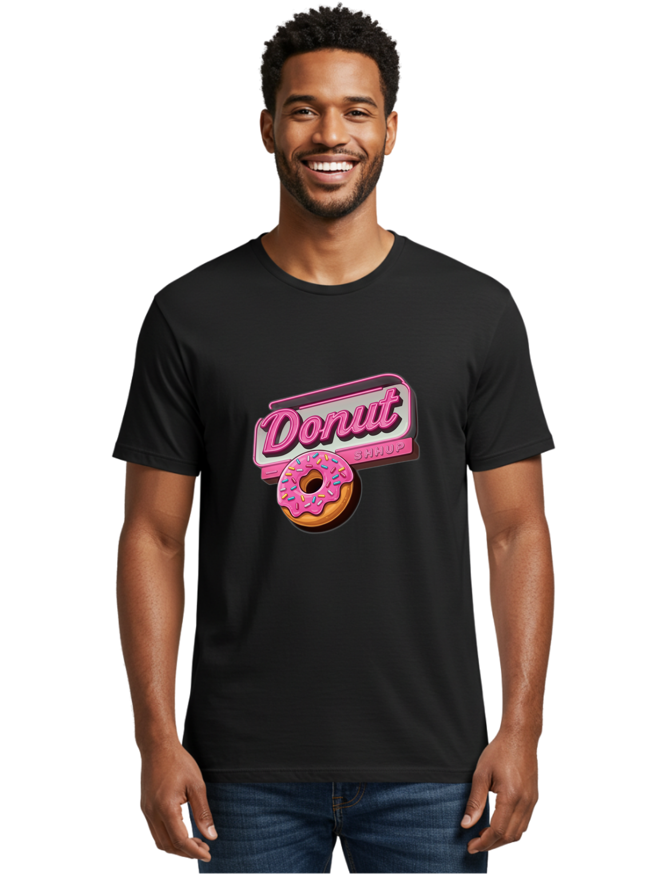 Donut-5 Men'S Graphic Tee, 100% Cotton, Comfortable Casual Summer Wear, Machine Washable, Donut With Pink Glaze And Sprinkles, Donut Shop Sign, Sweet Treats, Bakery, Dessert, Colorful, Pastel, Tasty, Donut Lover, Treat Yourself Baa499 16