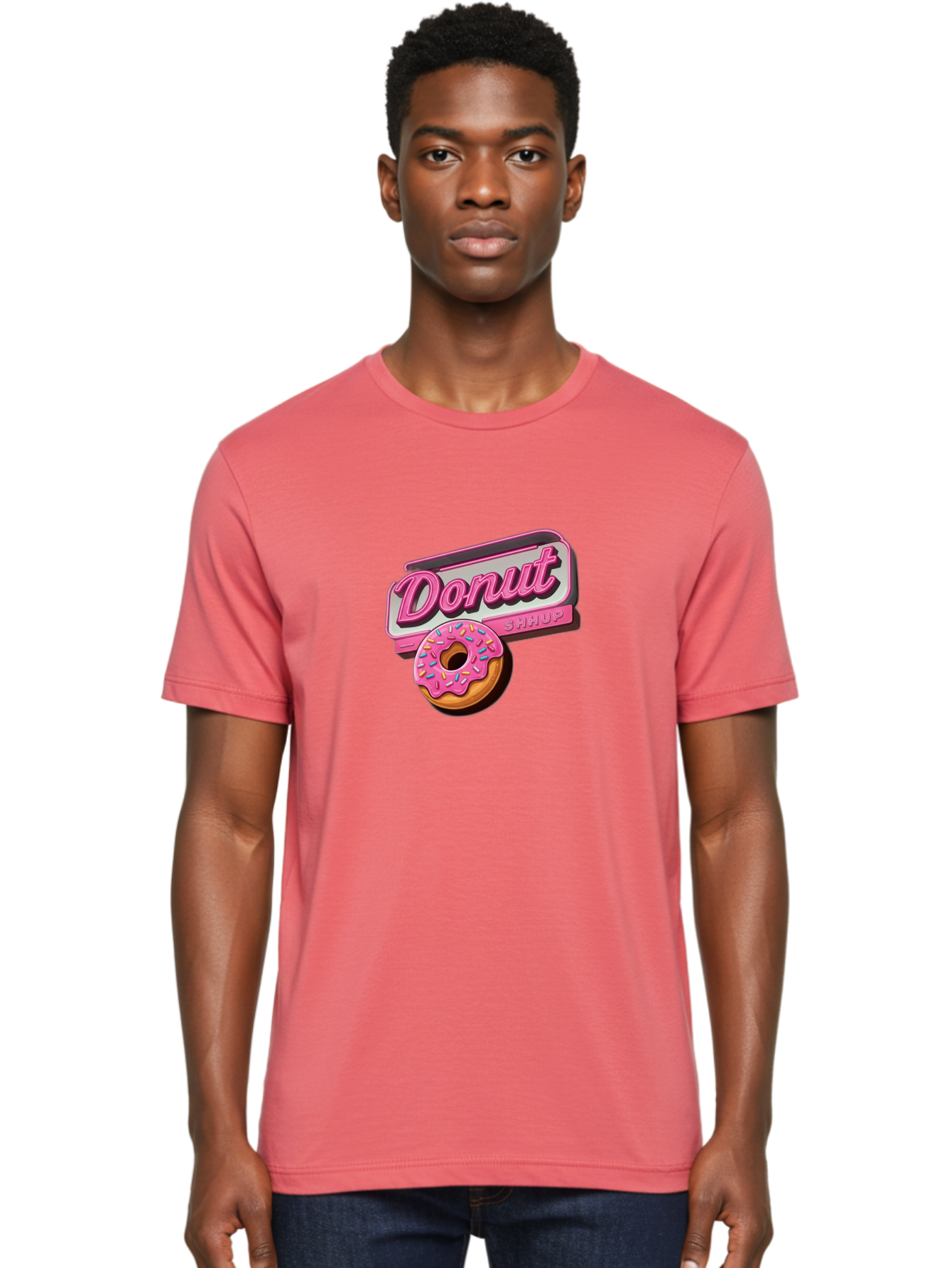 Donut-5 Men'S Graphic Tee, 100% Cotton, Comfortable Casual Summer Wear, Machine Washable, Donut With Pink Glaze And Sprinkles, Donut Shop Sign, Sweet Treats, Bakery, Dessert, Colorful, Pastel, Tasty, Donut Lover, Treat Yourself Baa499 10