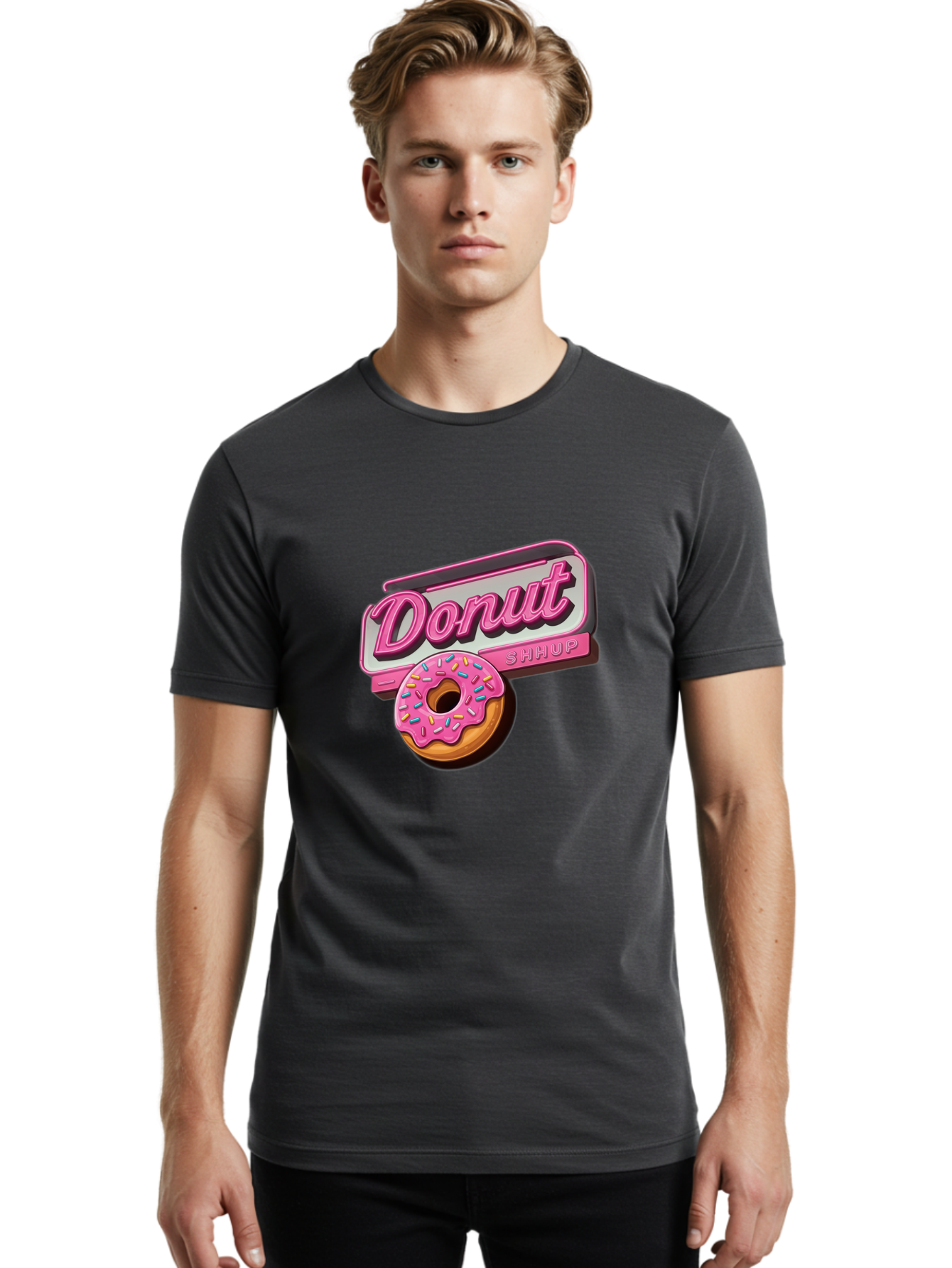 Donut-5 Men'S Graphic Tee, 100% Cotton, Comfortable Casual Summer Wear, Machine Washable, Donut With Pink Glaze And Sprinkles, Donut Shop Sign, Sweet Treats, Bakery, Dessert, Colorful, Pastel, Tasty, Donut Lover, Treat Yourself Baa499 20