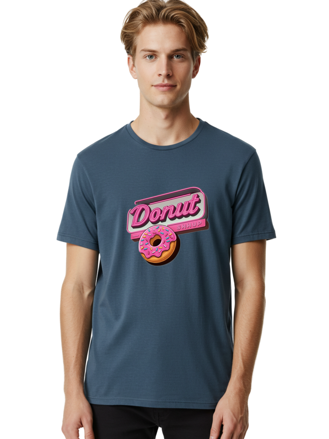 Donut-5 Men'S Graphic Tee, 100% Cotton, Comfortable Casual Summer Wear, Machine Washable, Donut With Pink Glaze And Sprinkles, Donut Shop Sign, Sweet Treats, Bakery, Dessert, Colorful, Pastel, Tasty, Donut Lover, Treat Yourself Baa499 22