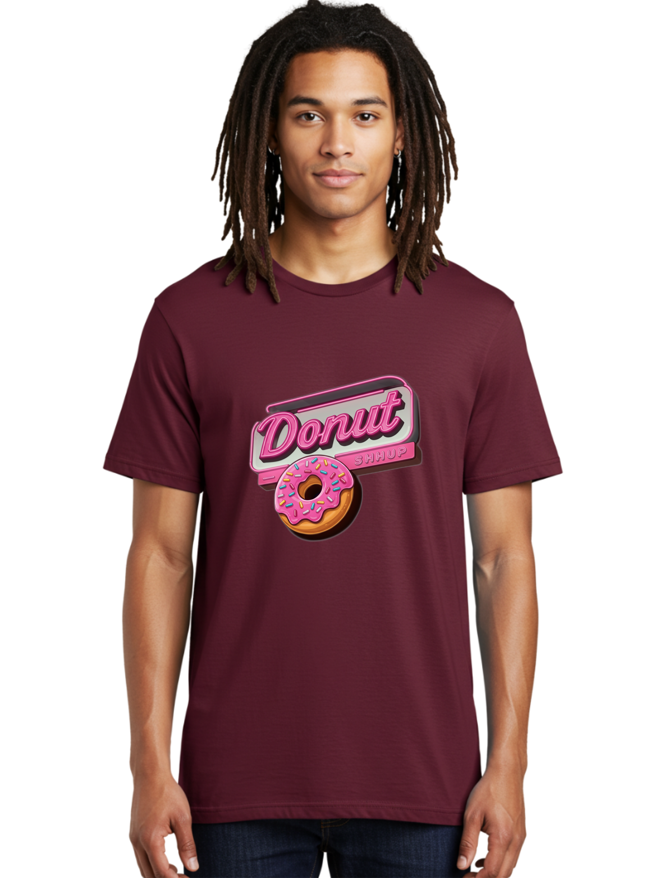 Donut-5 Men'S Graphic Tee, 100% Cotton, Comfortable Casual Summer Wear, Machine Washable, Donut With Pink Glaze And Sprinkles, Donut Shop Sign, Sweet Treats, Bakery, Dessert, Colorful, Pastel, Tasty, Donut Lover, Treat Yourself Baa499 30