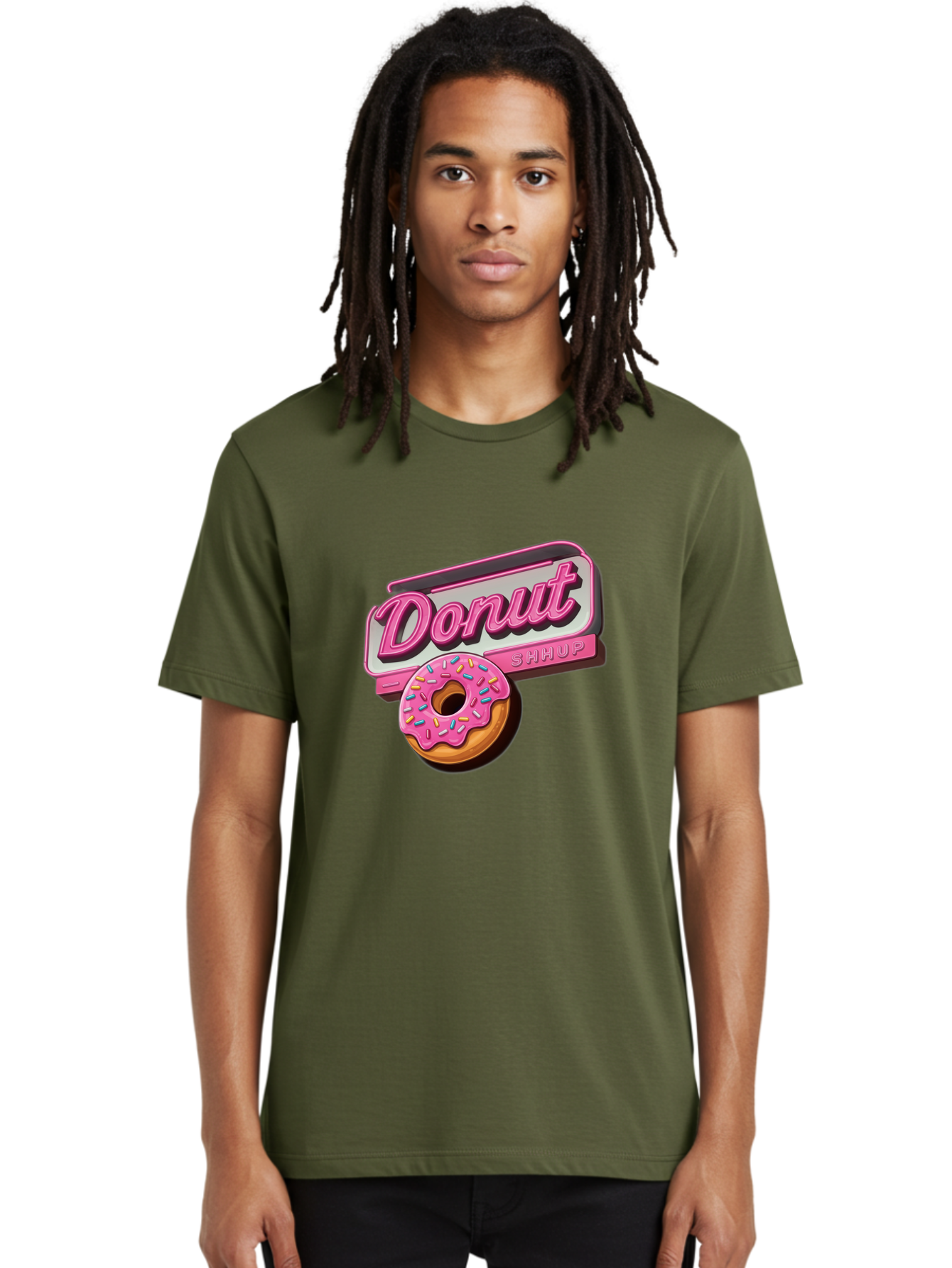 Donut-5 Men'S Graphic Tee, 100% Cotton, Comfortable Casual Summer Wear, Machine Washable, Donut With Pink Glaze And Sprinkles, Donut Shop Sign, Sweet Treats, Bakery, Dessert, Colorful, Pastel, Tasty, Donut Lover, Treat Yourself Baa499 4