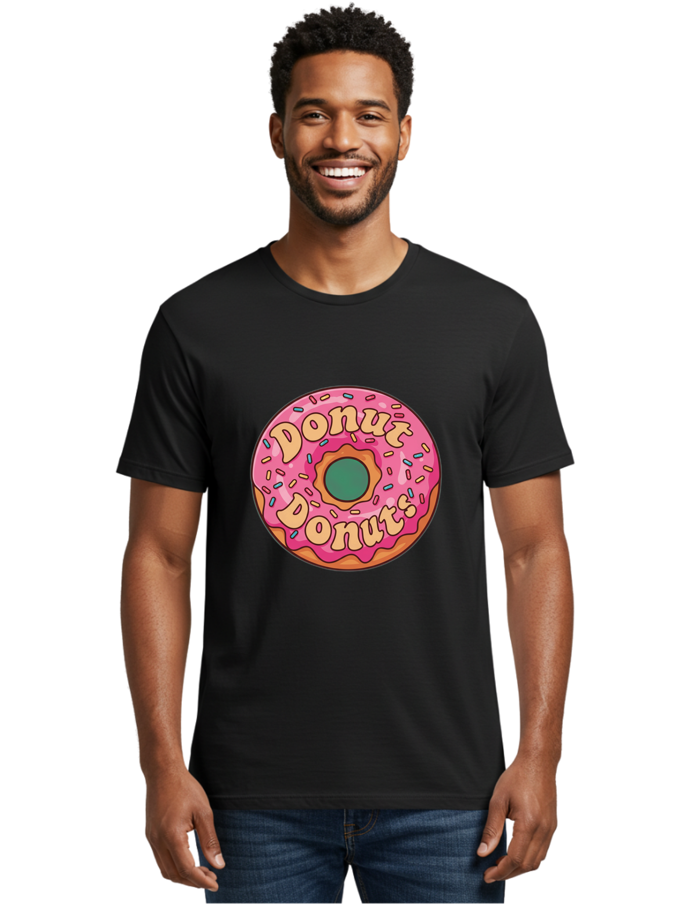 Donut-Donuts Men'S Graphic Tee, 100% Cotton, Comfortable Casual Summer Wear, Machine Washable, Pink Frosted Donut, Donut Shop, Sweet Treats, Baked Goods, Colorful Sprinkles, Tasty Pastry, Donut Lovers, Dessert Delight, Tasty Donut Baa505 20